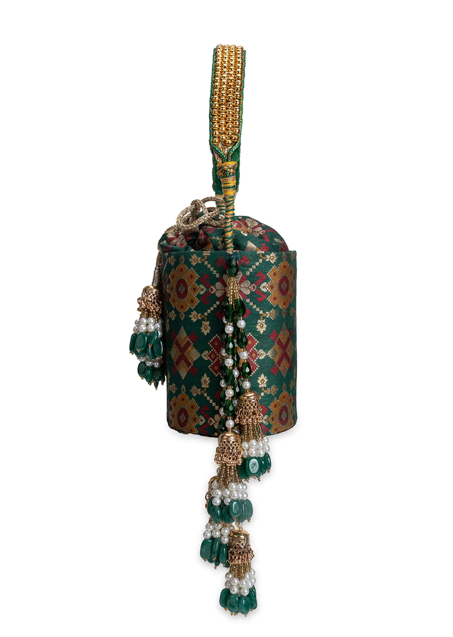 Green Cotton Potli Bag - Image 5