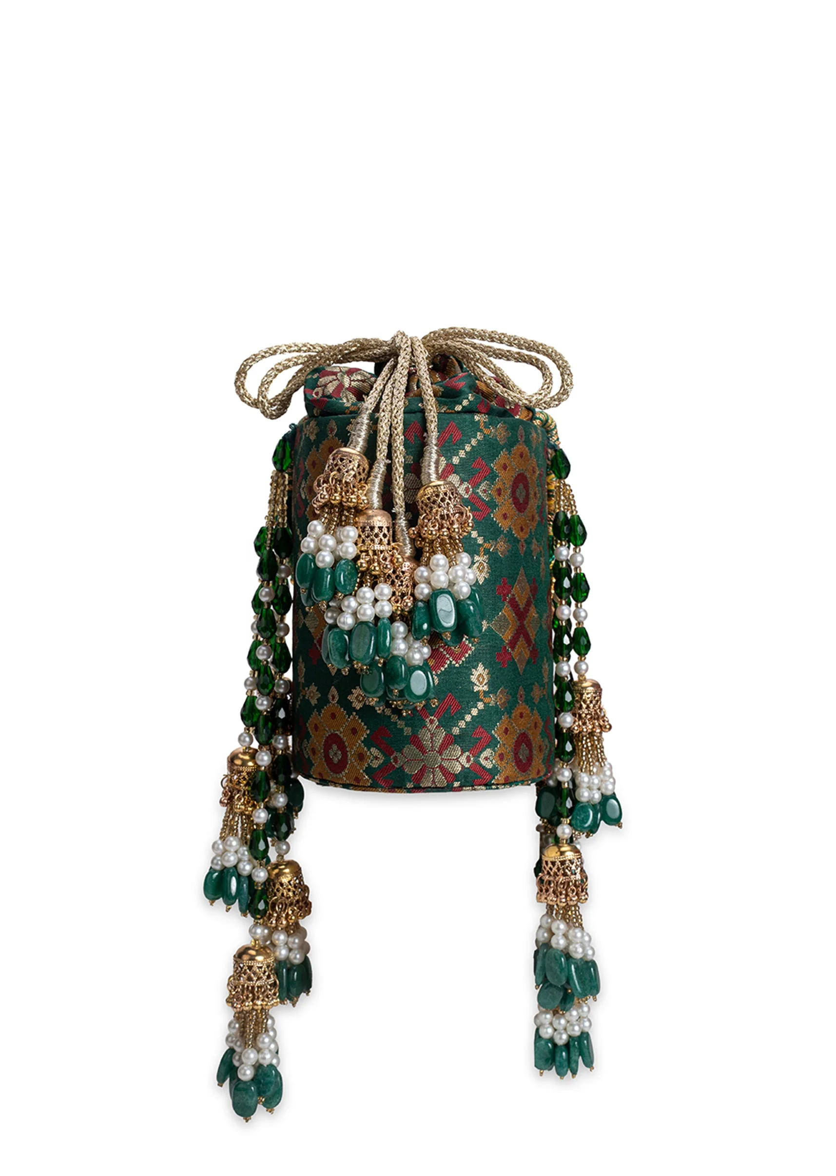 Green Cotton Potli Bag - Image 7