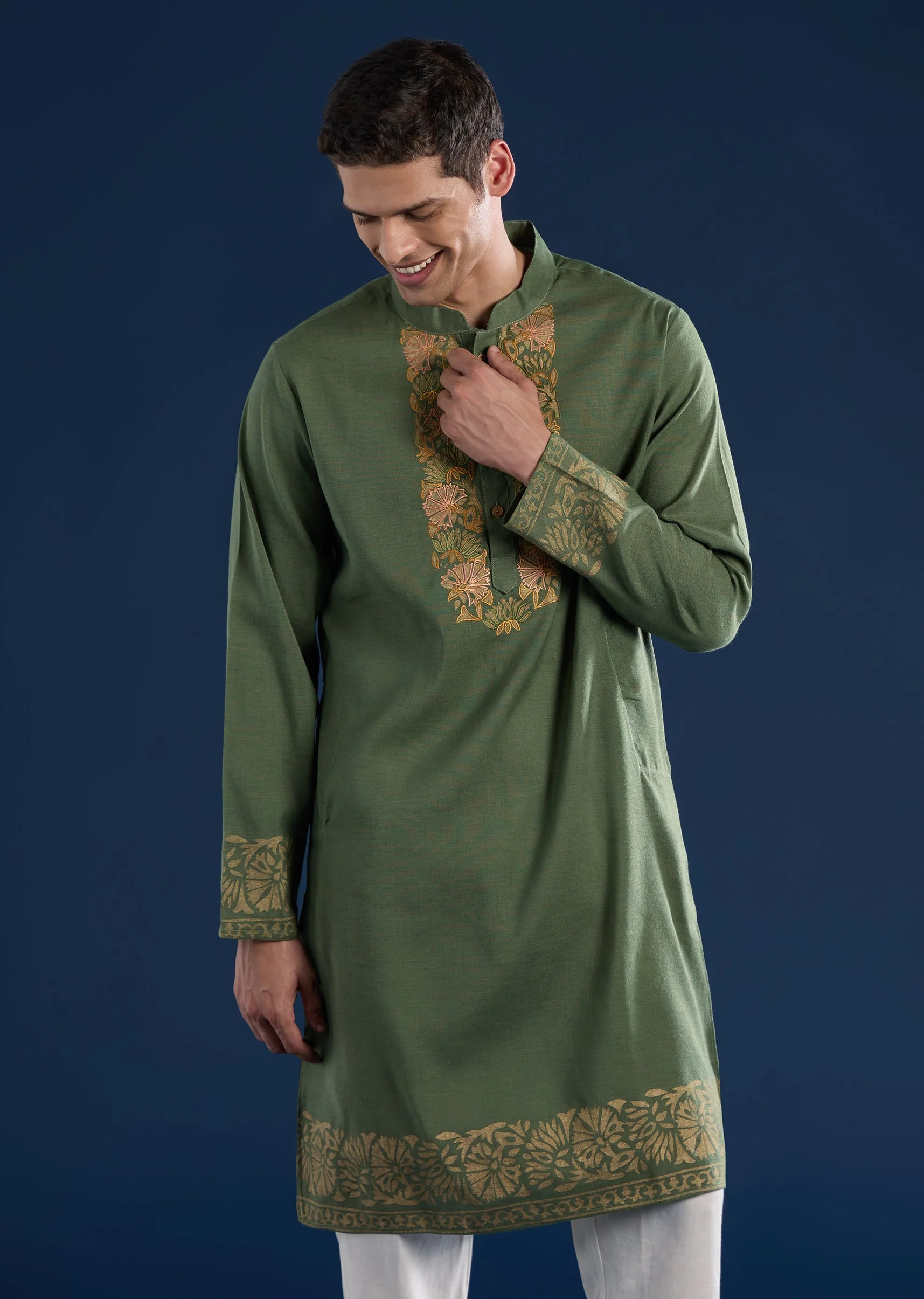 Green Cotton-Viscose Kurta Set - Image 4