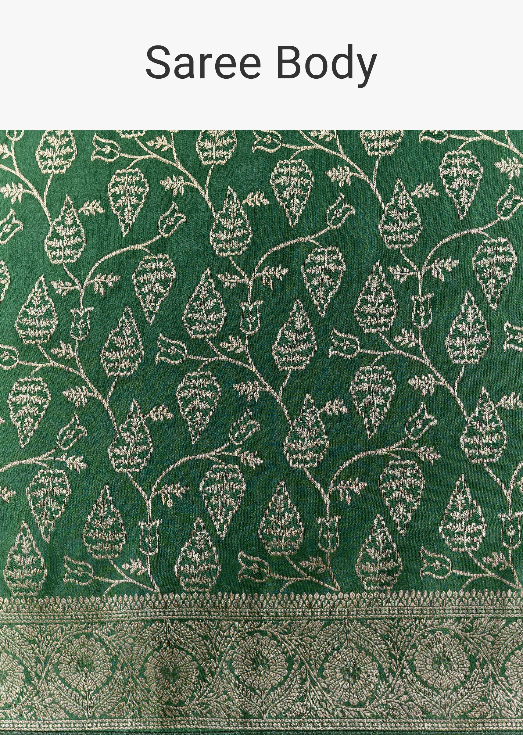 Green Dola Silk Woven Saree with Blouse Fabric - Image 9