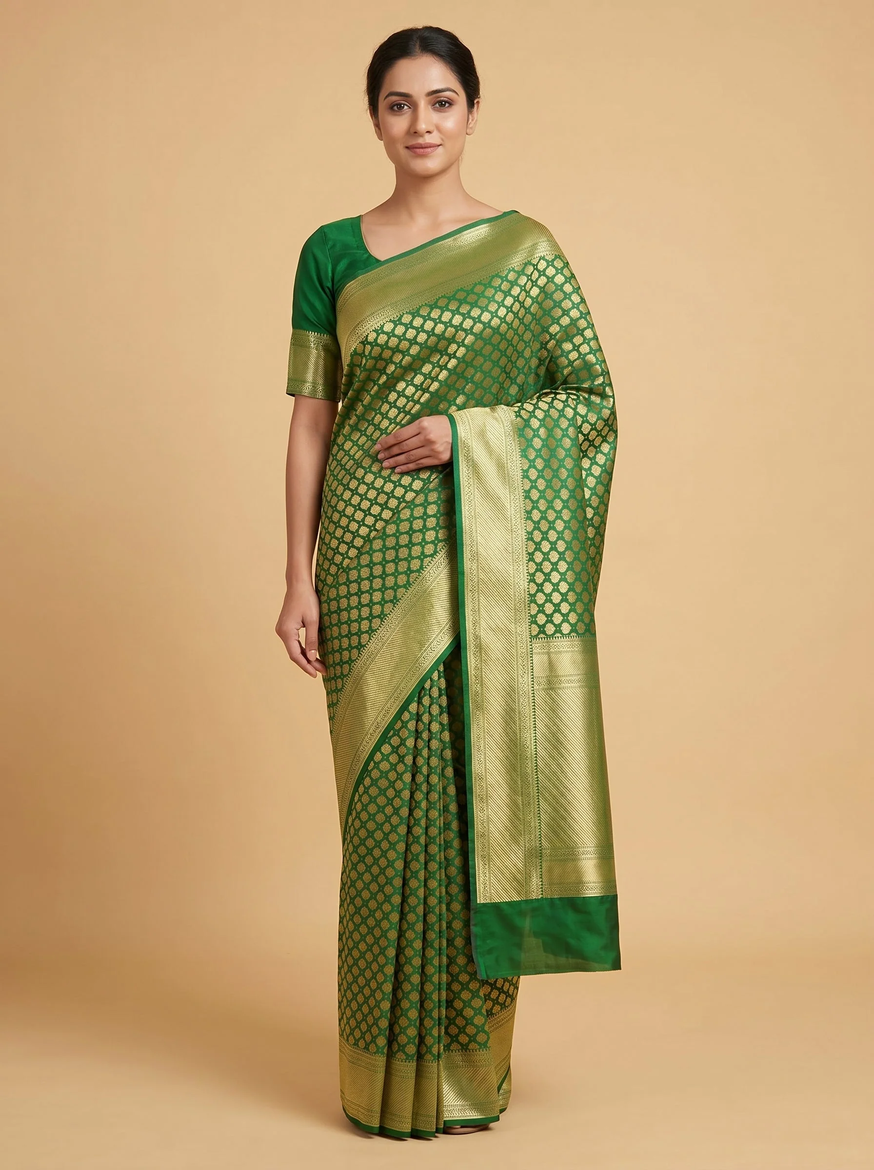 Green Earthline Loom Handloom Saree