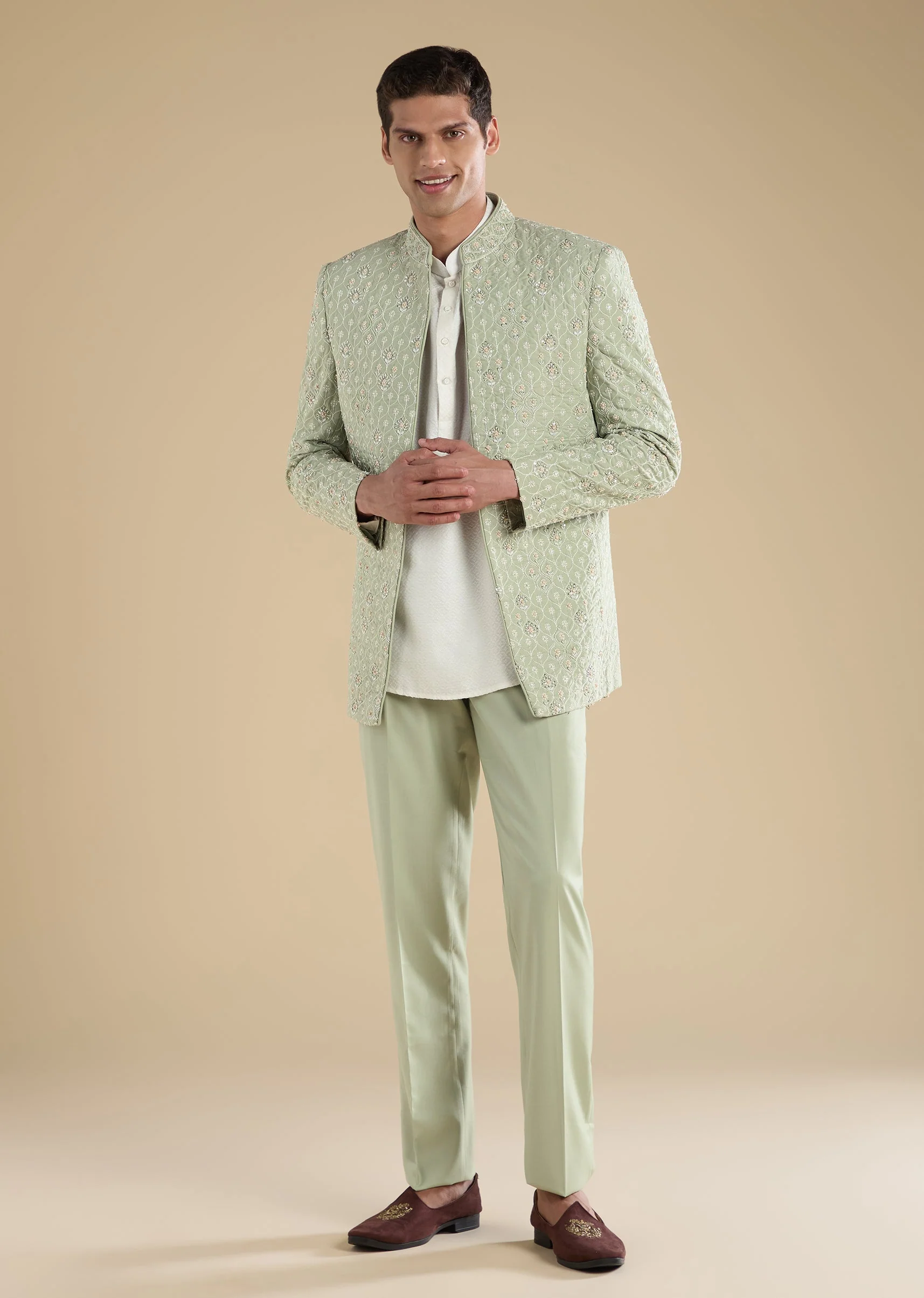 Green Embellished Jodhpuri Set - Image 2
