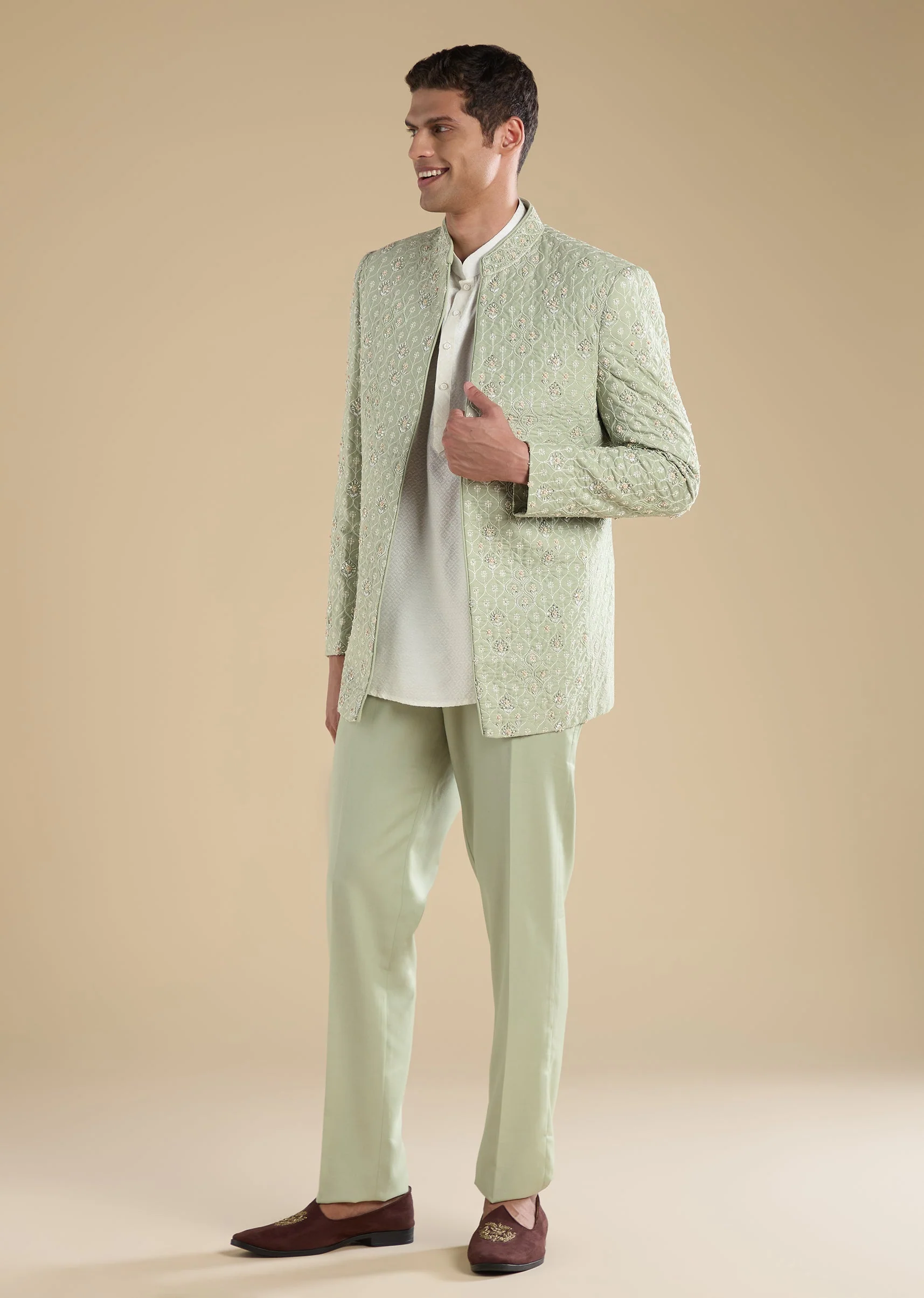 Green Embellished Jodhpuri Set - Image 4