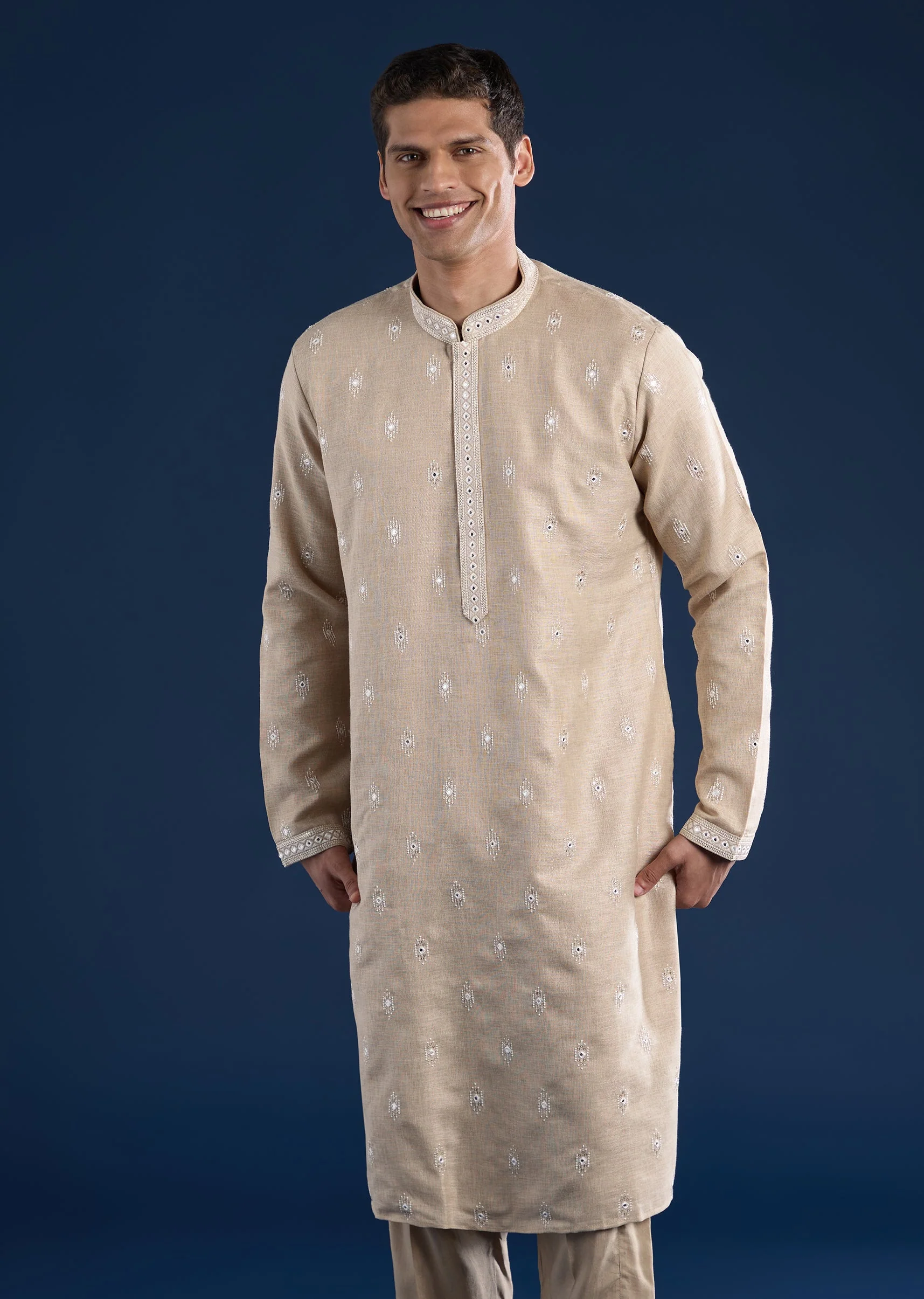 Green Embellished Kurta Set For Men - Image 3