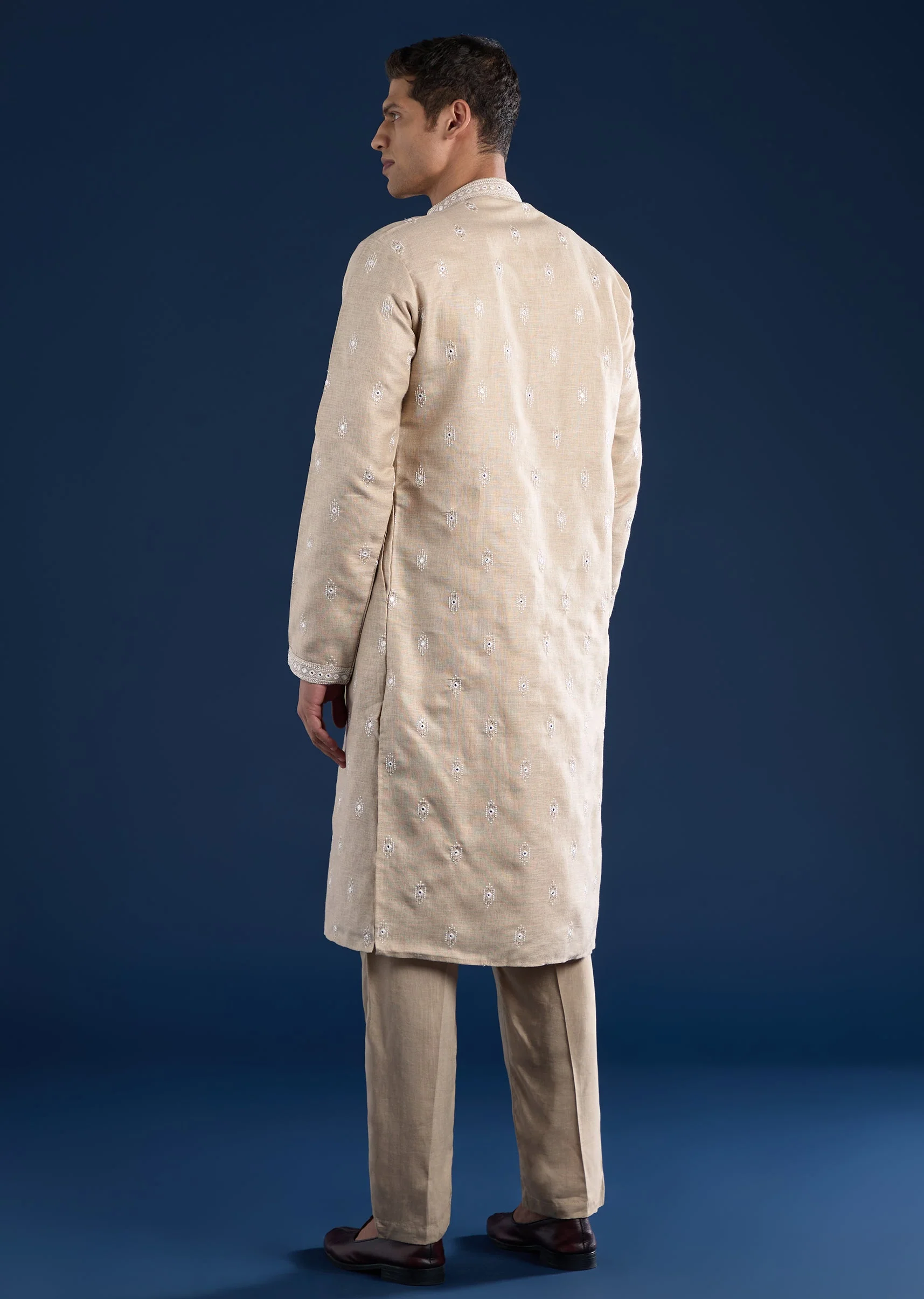 Green Embellished Kurta Set For Men - Image 5