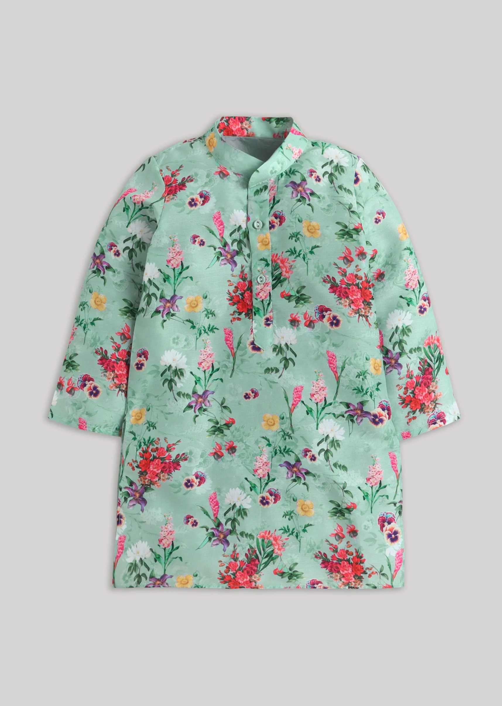 Green Floral Kurta Set With Multicolour Accents - Image 2