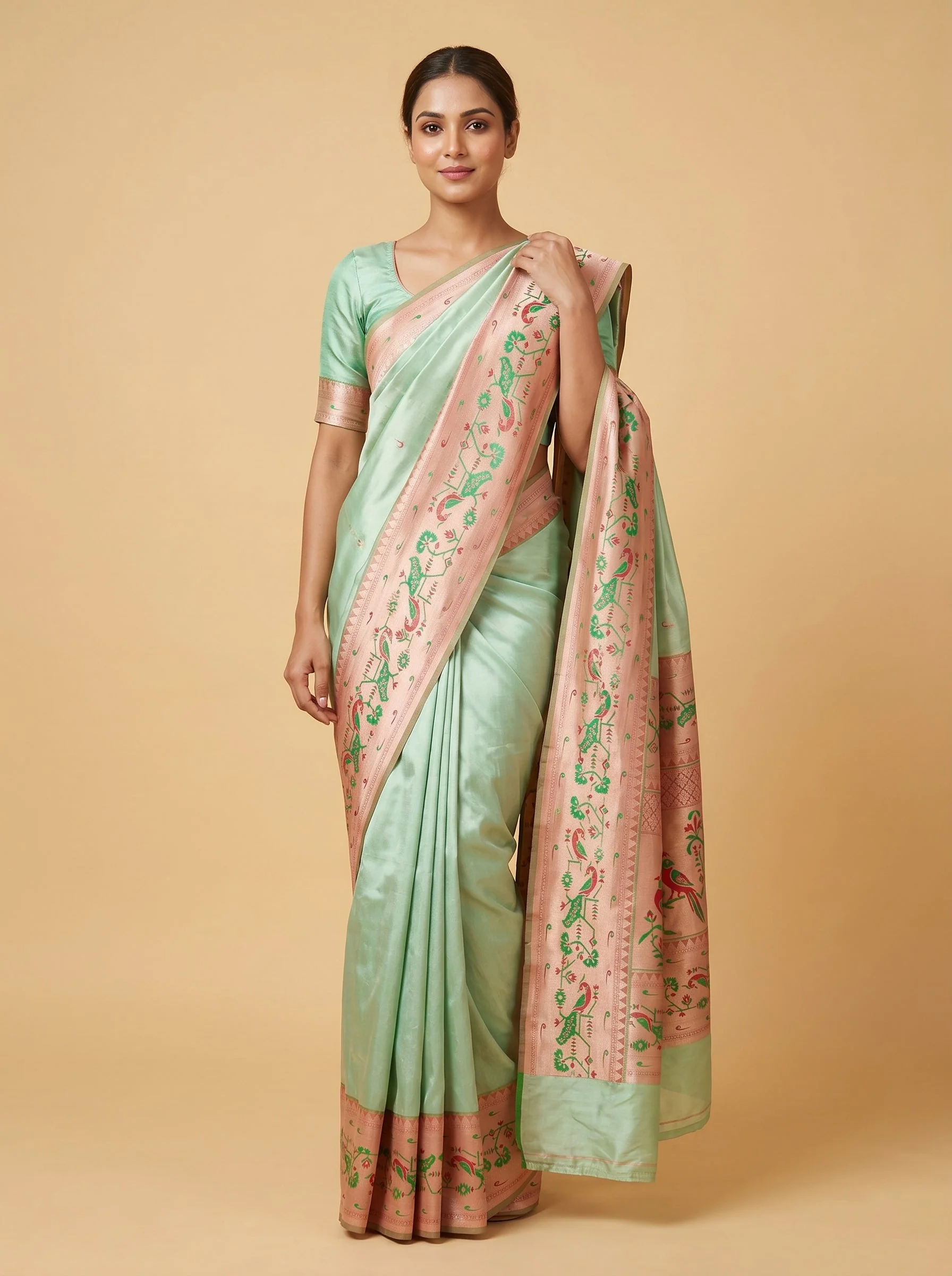 Green Fresh Leaf Handloom Saree