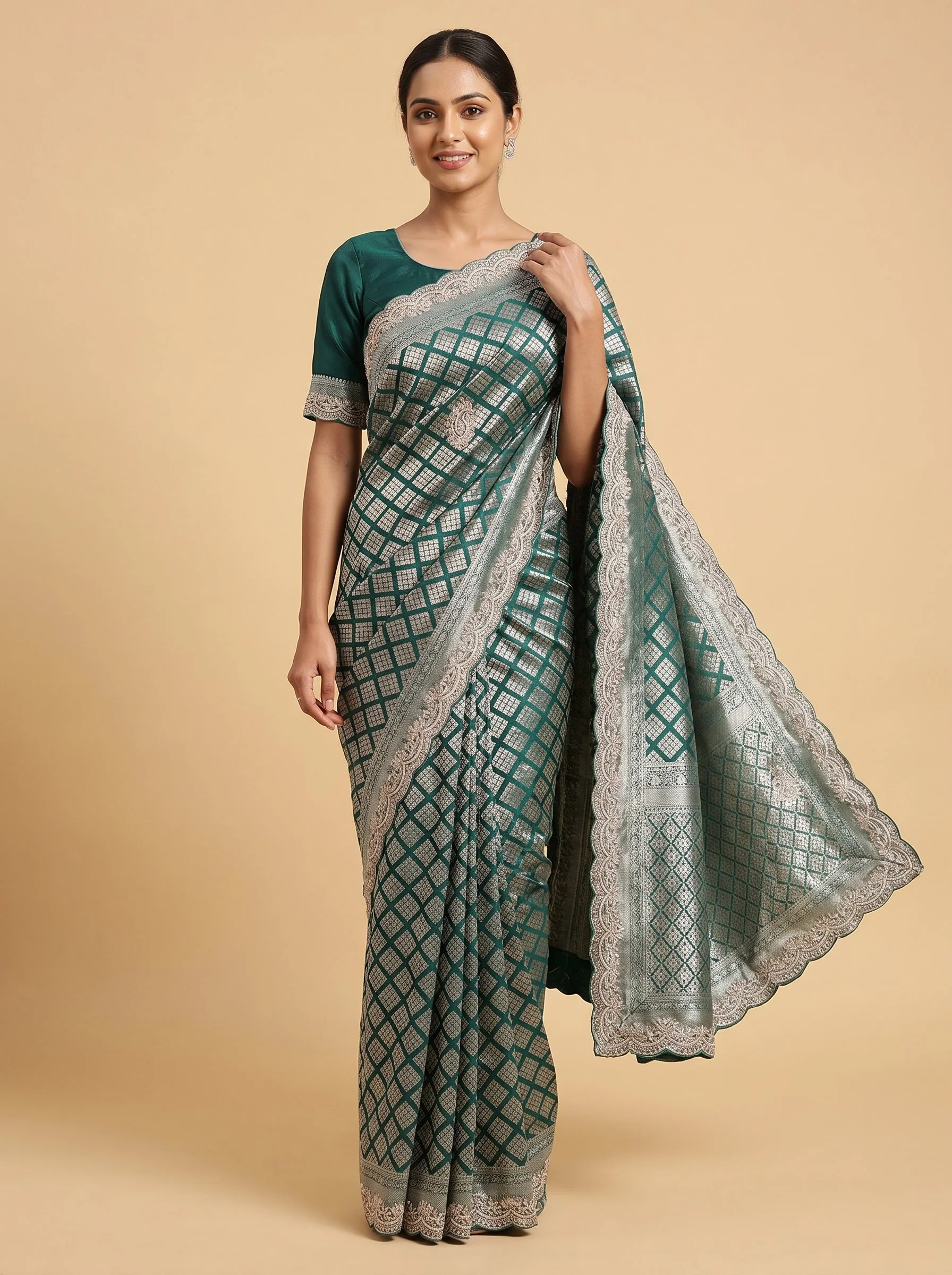 Green Fresh Tone Embroidered Saree