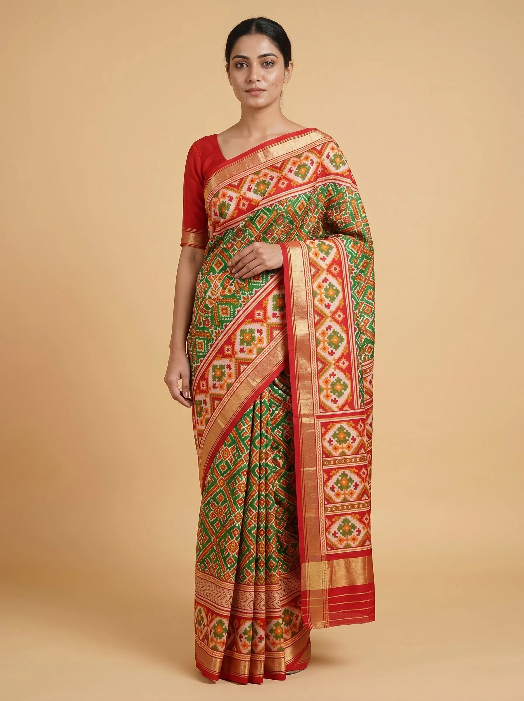 Green Handloom Saree with Legacy Weave