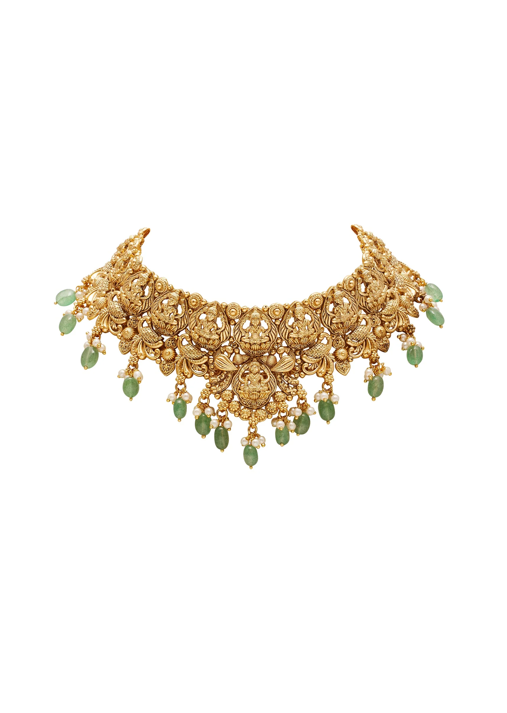 Green Kundan Choker Necklace Set - Image 3