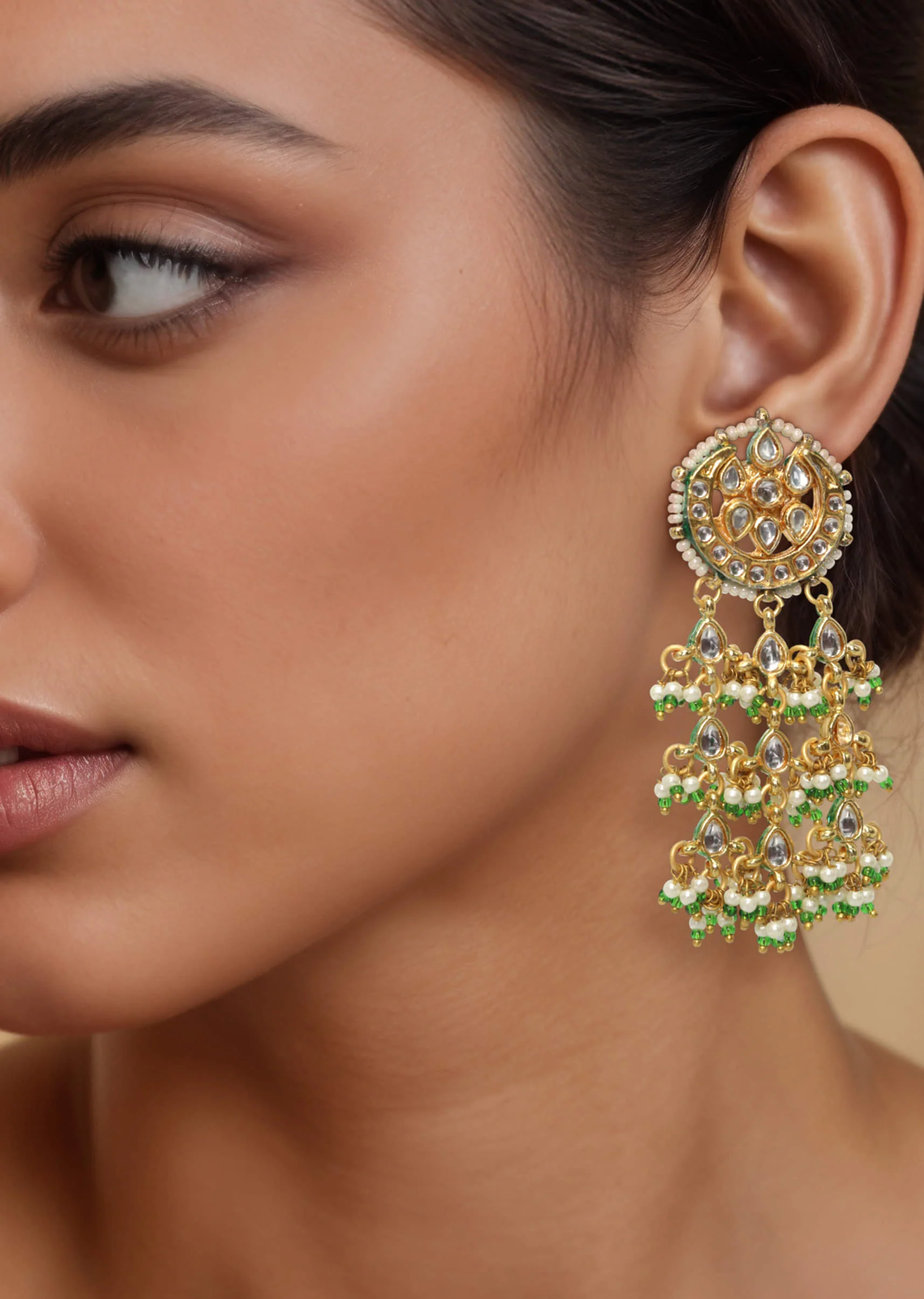 Green Kundan Earrings