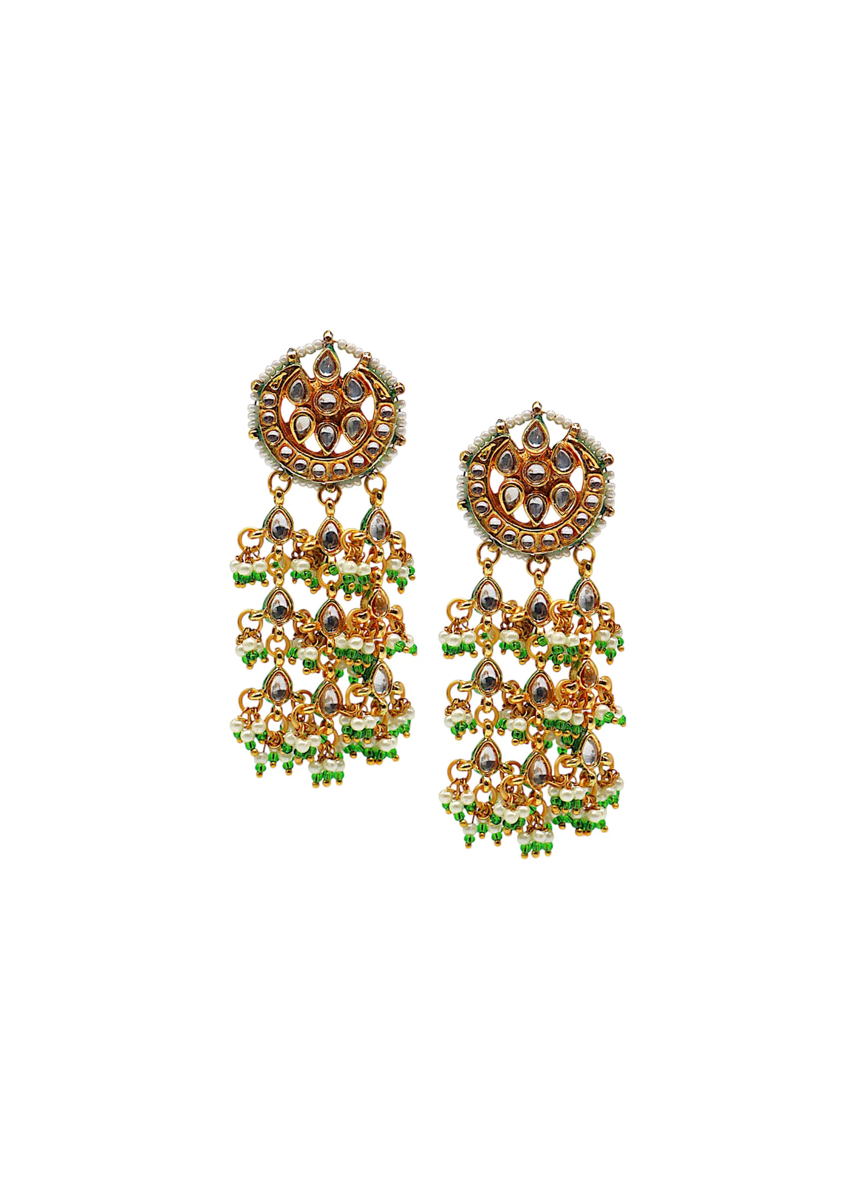 Green Kundan Earrings - Image 2