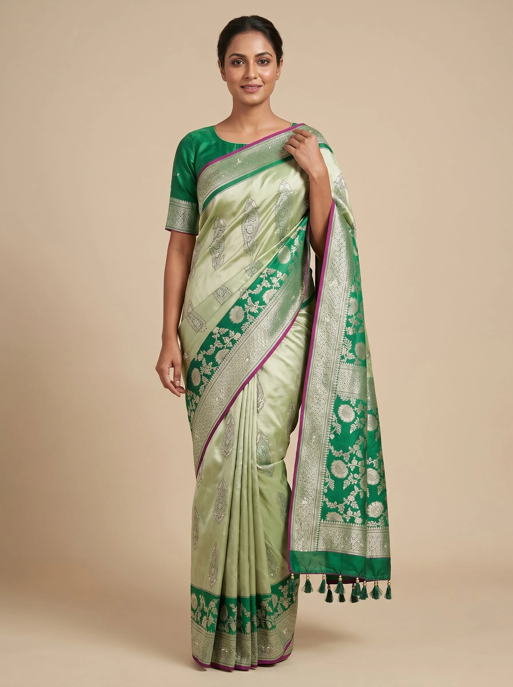 Green Lush Essence Embroidered Saree