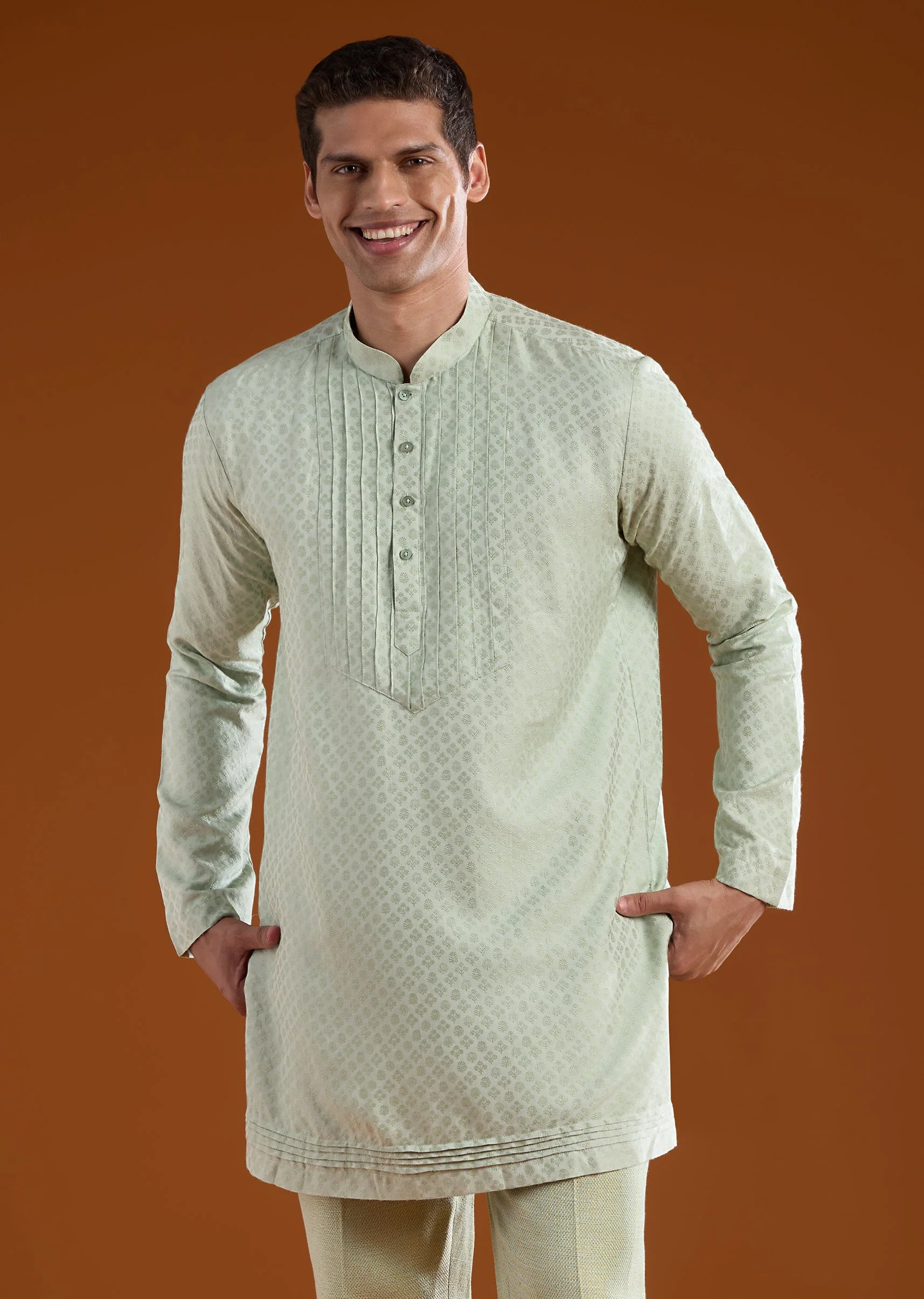 Green Matka silk and Embroidered Jodhpuri Kurta Sets - Image 6