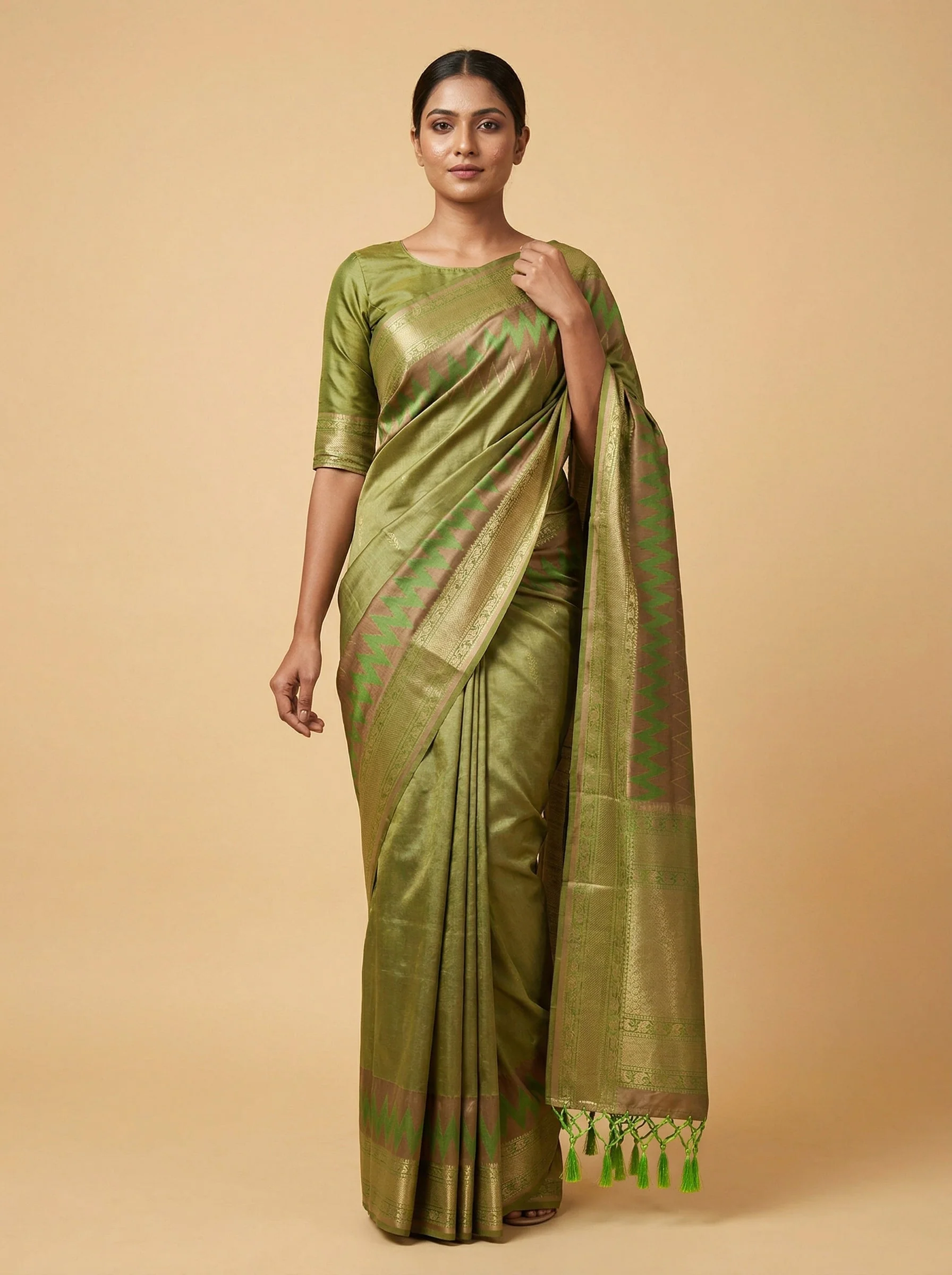 Green Plush Handloom Saree