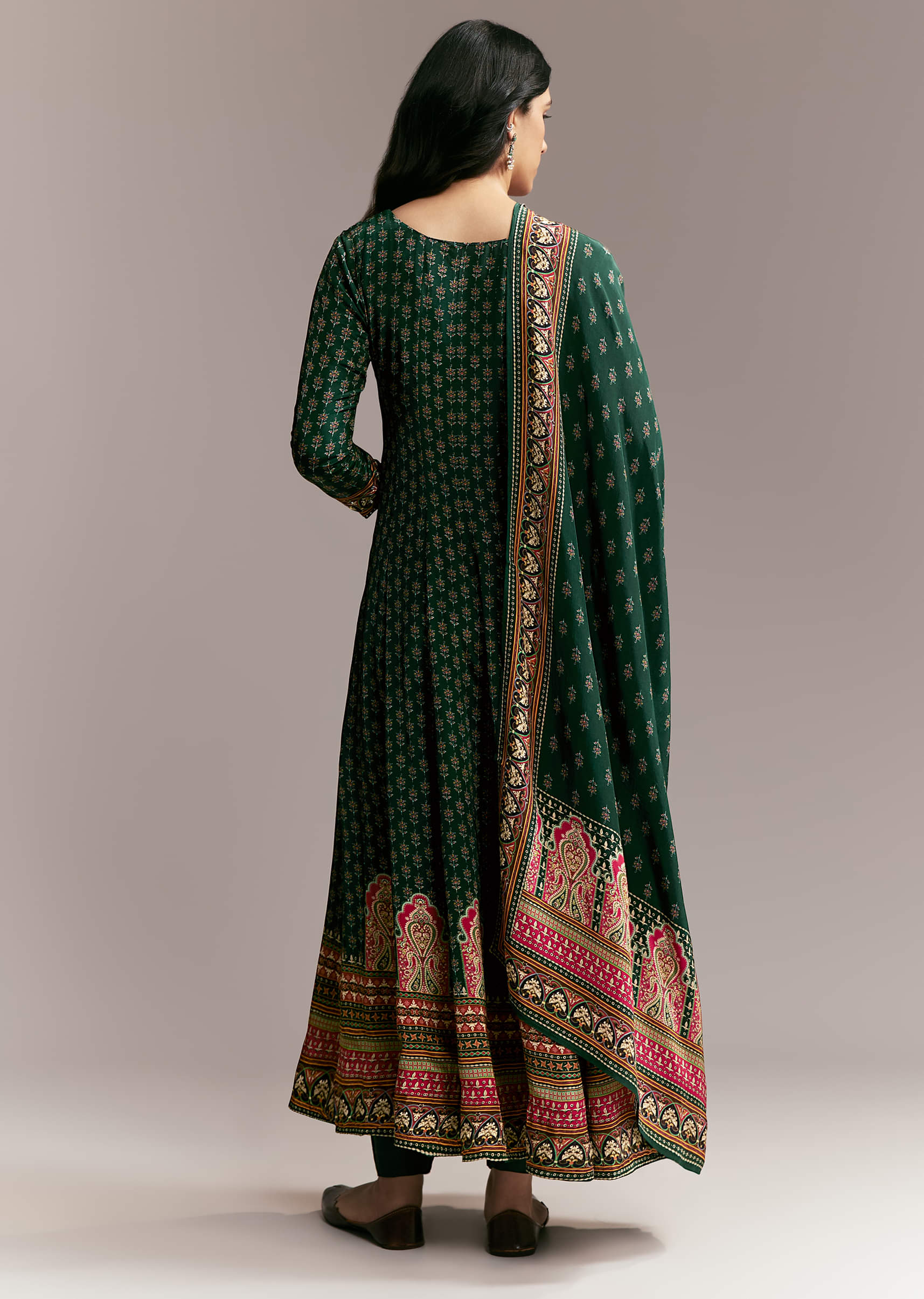 Green Printed Anarkali Set - Image 5