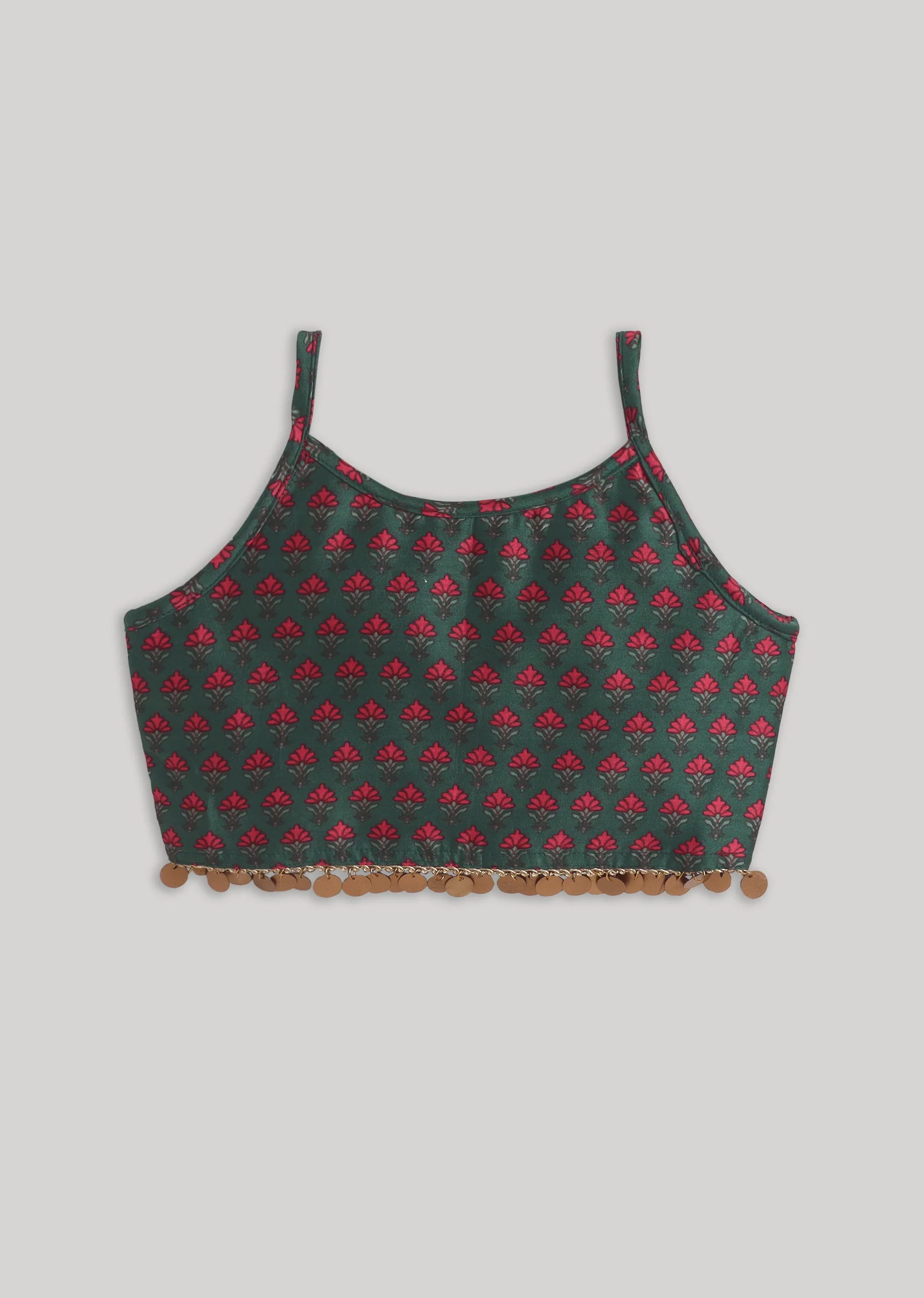 Green Red Printed Lehenga Set - Image 3