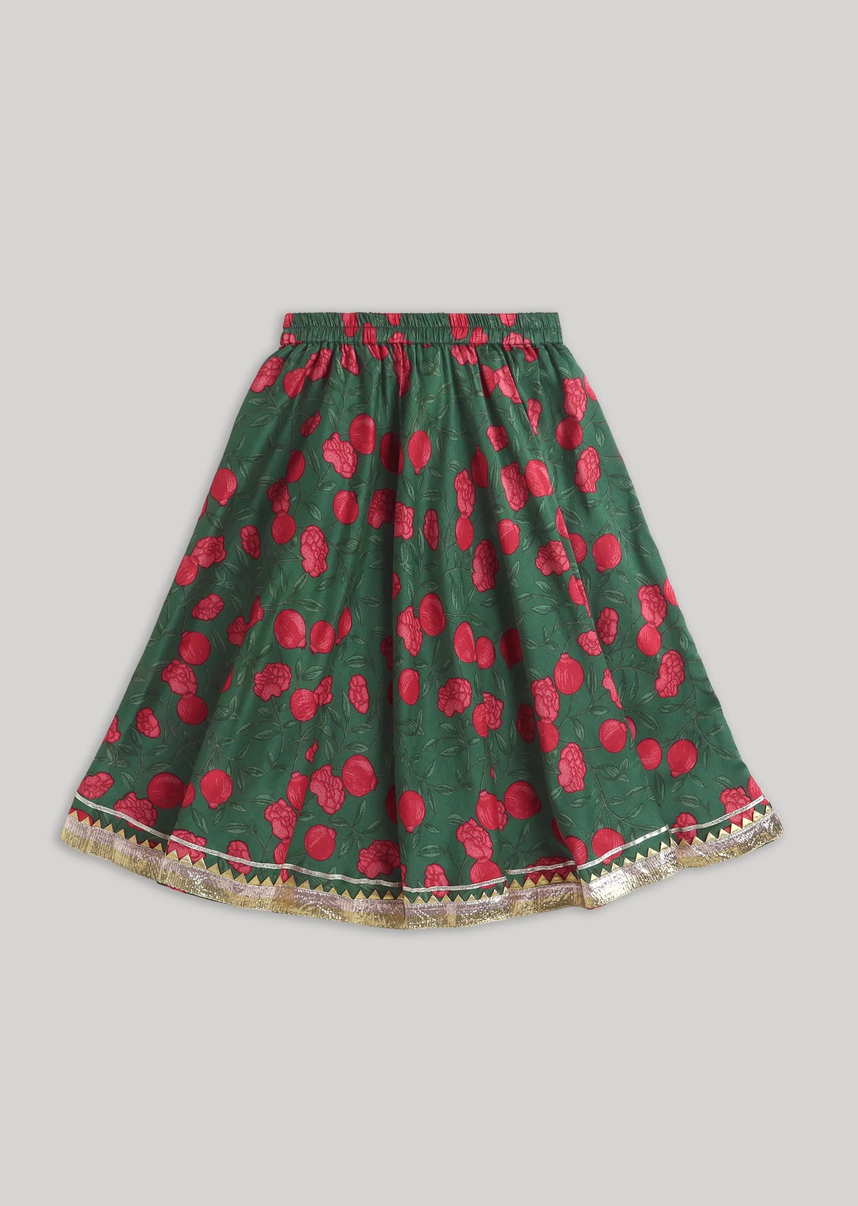 Green Red Printed Lehenga Set - Image 7