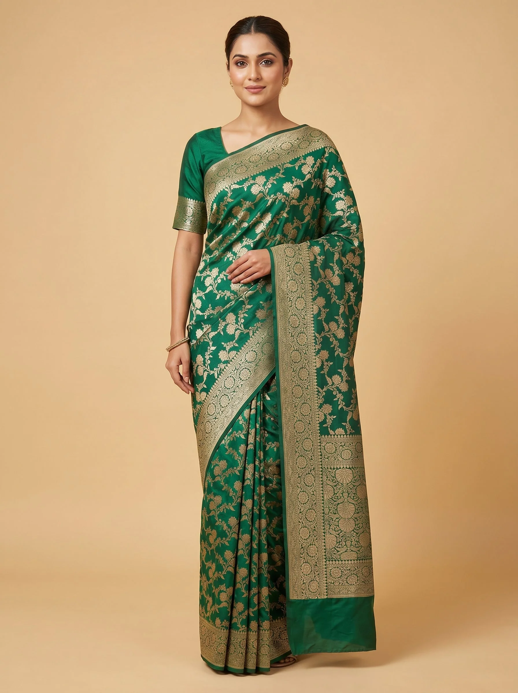 Green Sculpted Handloom Saree