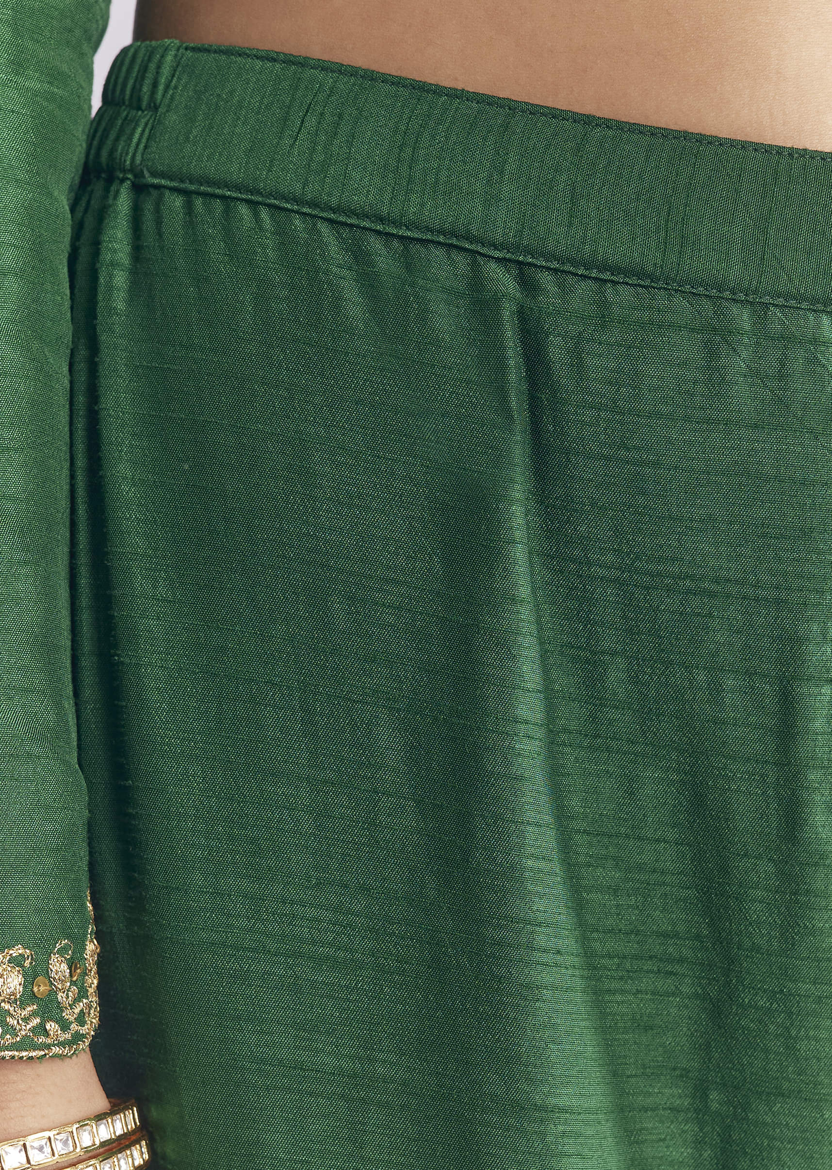 Green Silk Anarkali Suit With Zari Thread Work - Image 6