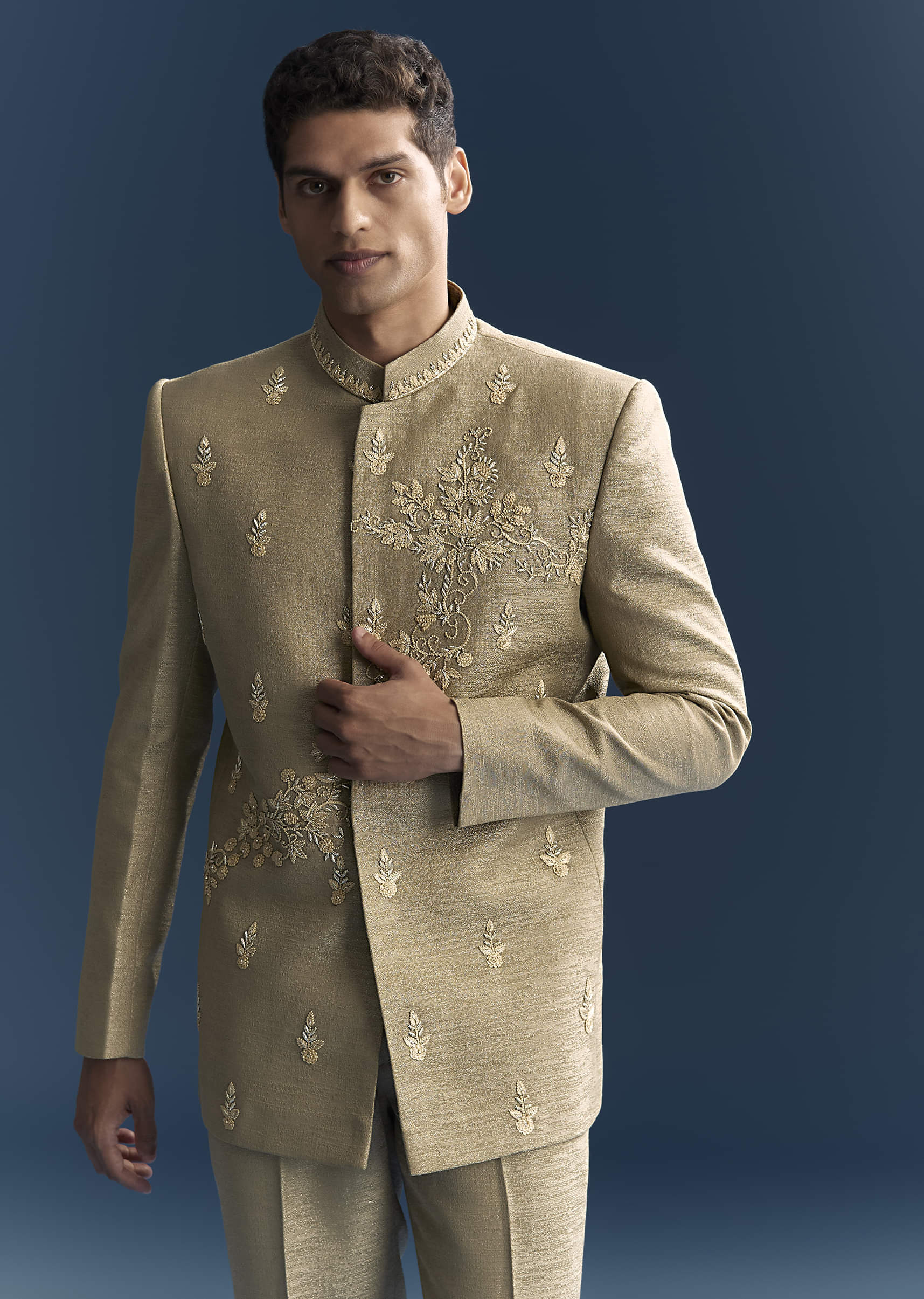 Green Silk Jodhpuri Suit For Men With Hand Embroidery - Image 4