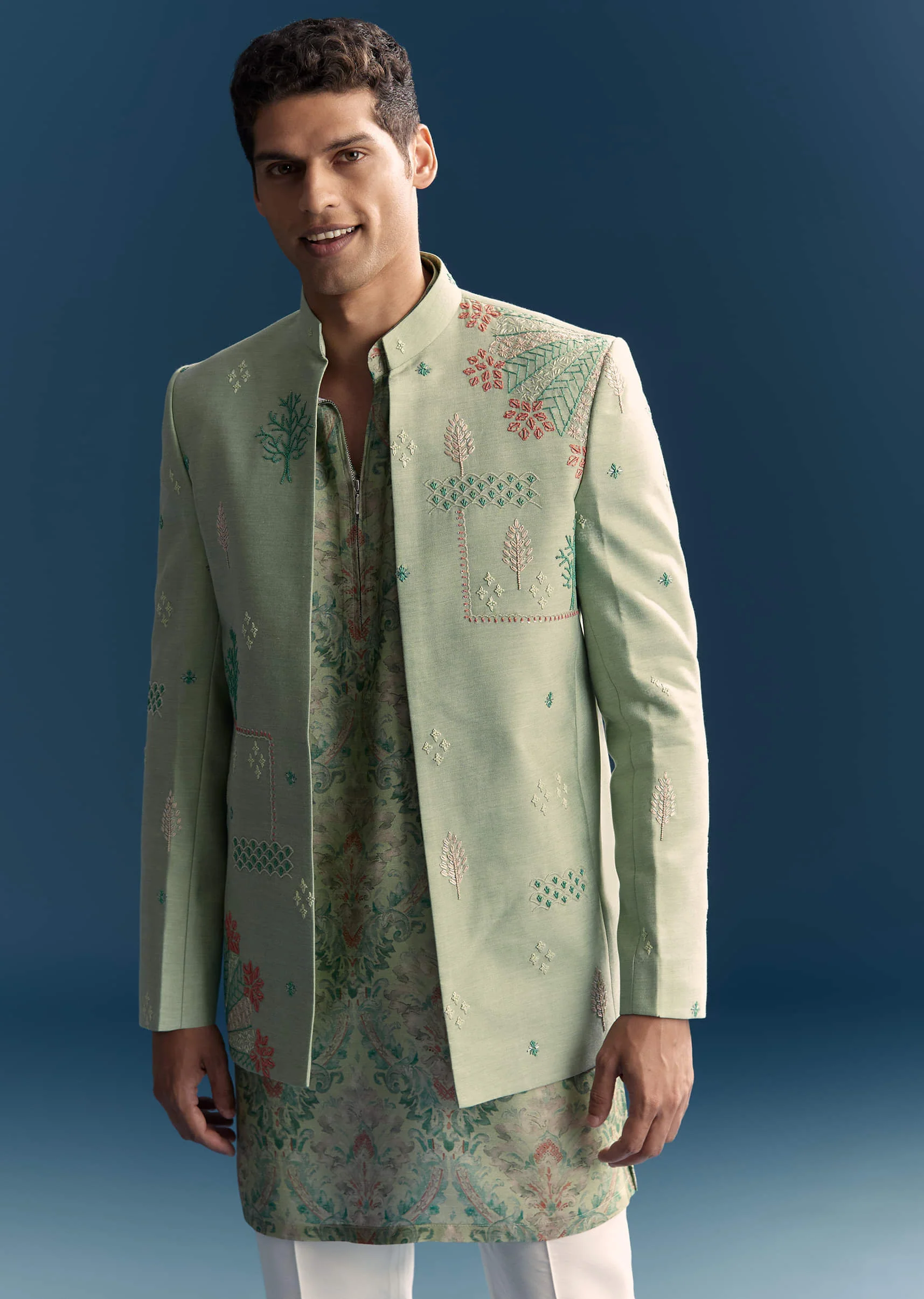 Green Silk Jodhpuri Suit For Men With Intricate Hand Embroidery - Image 4