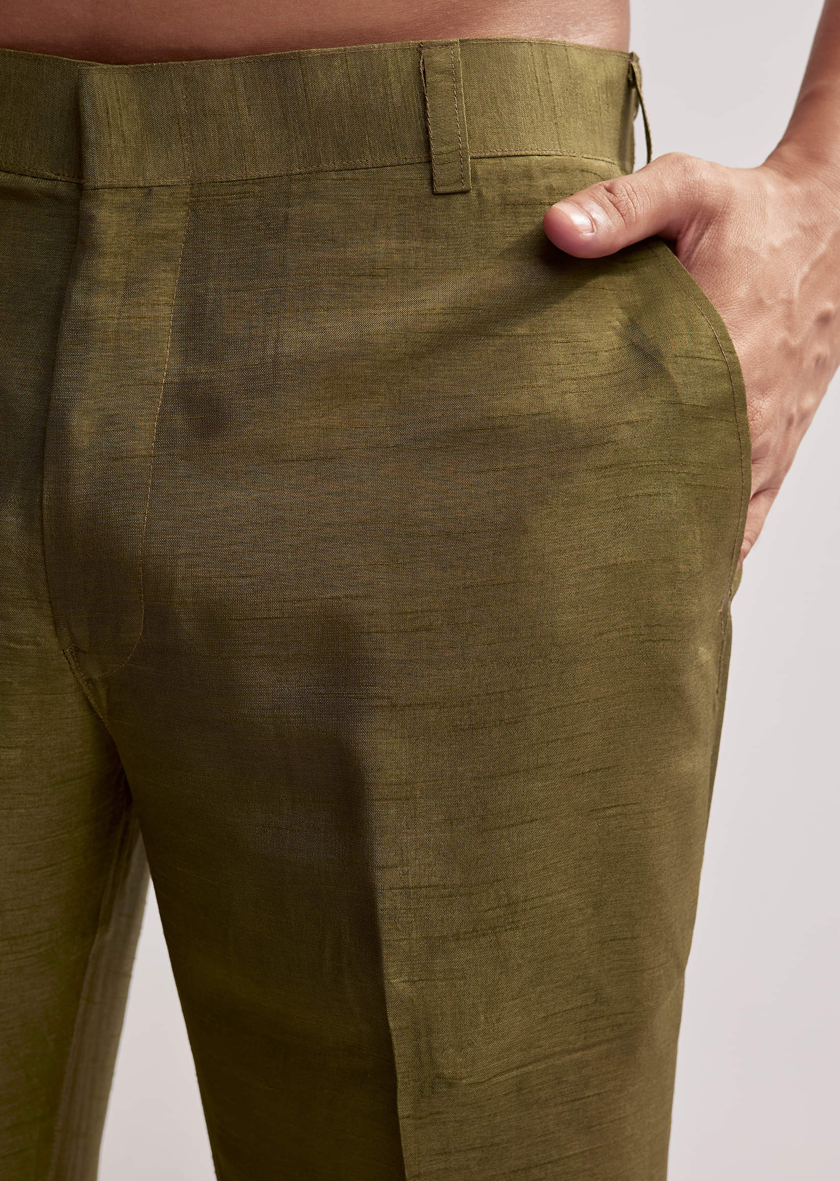 Green Silk Kurta Set For Men With Hand Embroidery - Image 6