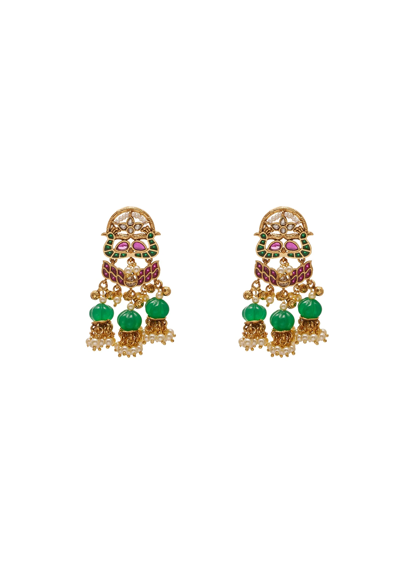 Green Stone And Pearl Bridal Kundan Choker Set - Image 3