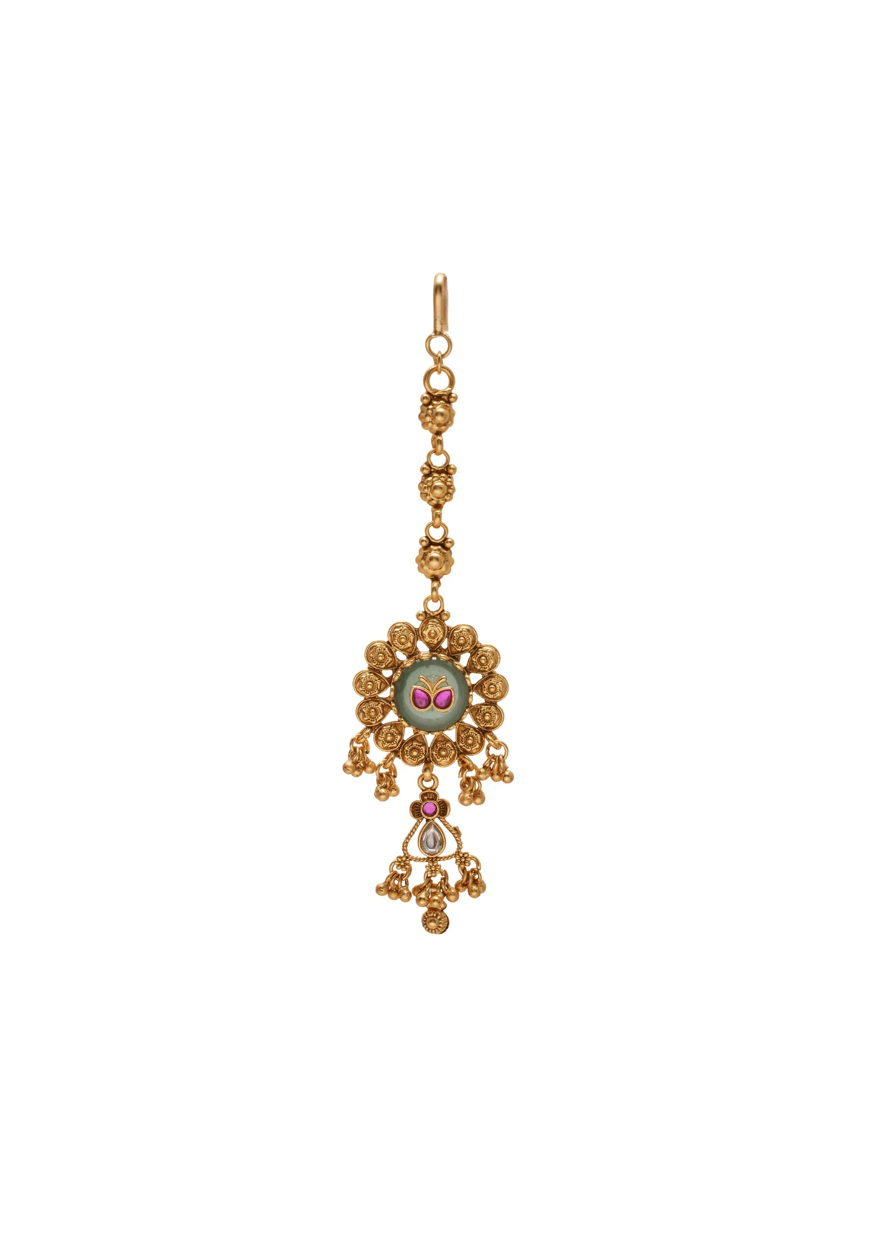 Green Stone Pearl Bridal Kundan Choker Set - Image 5