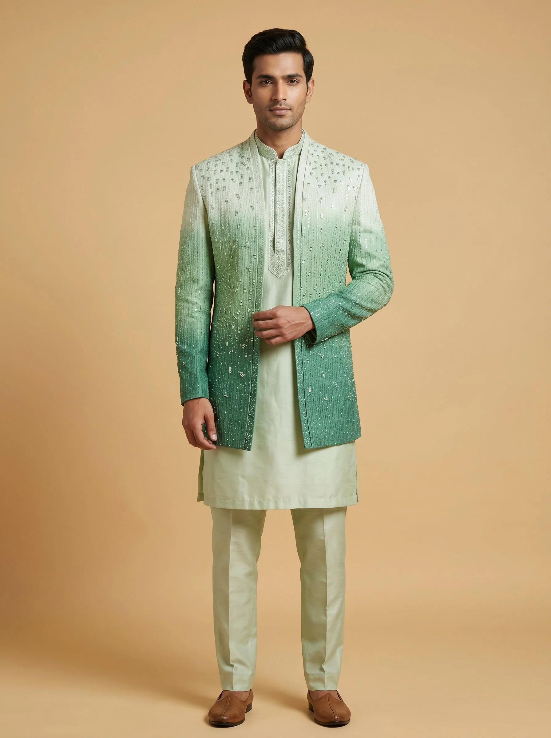 Green Stylish Indowestern