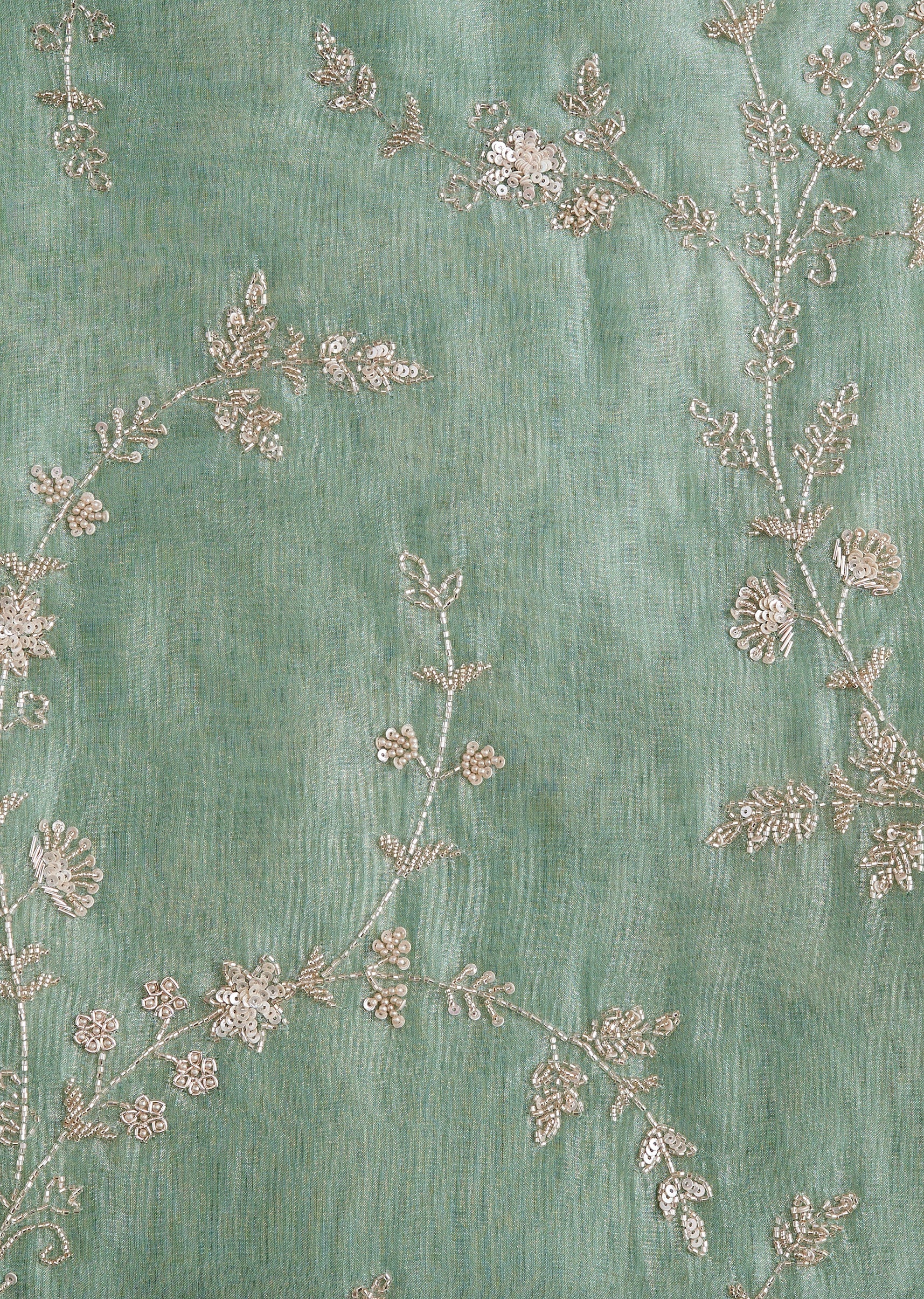 Green Tissue Embroidered Dress Material Suit - Image 2
