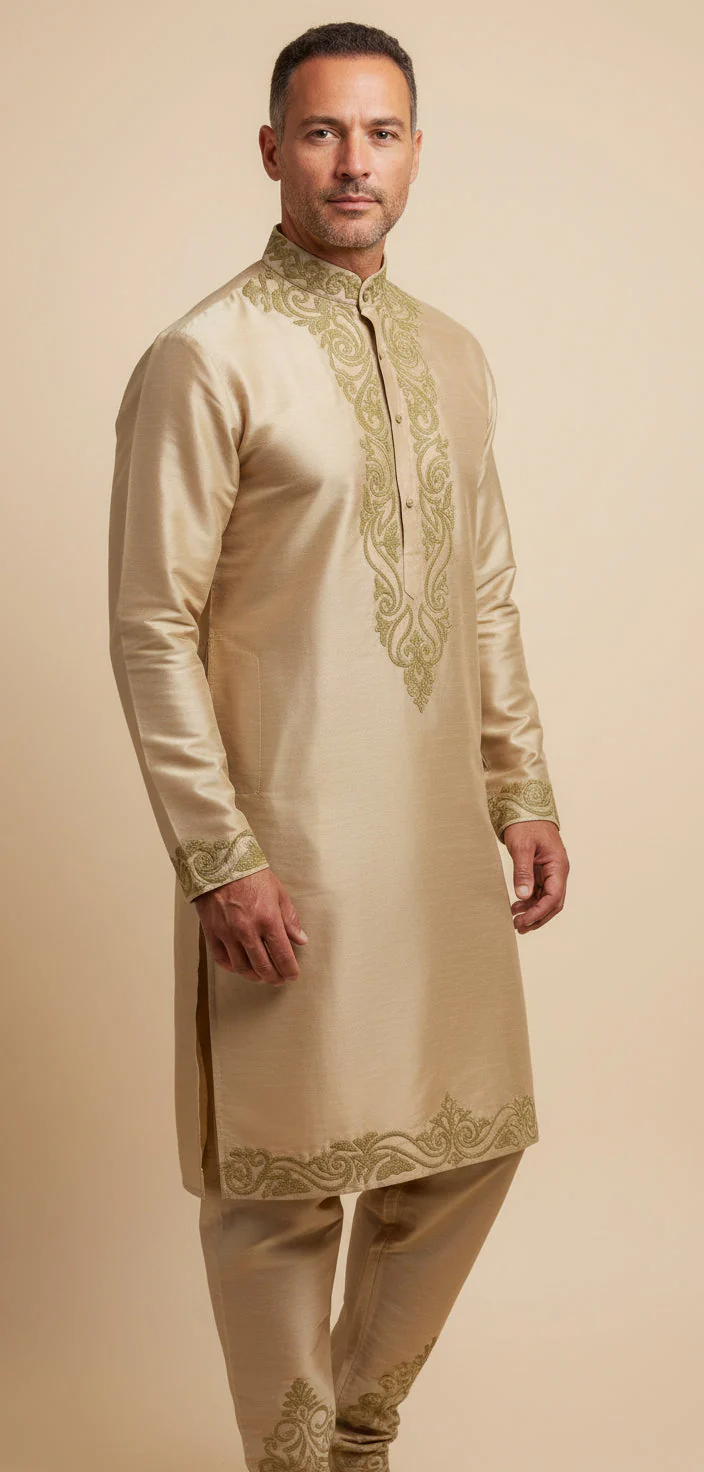 Green Wedding Kurta Set - Image 2