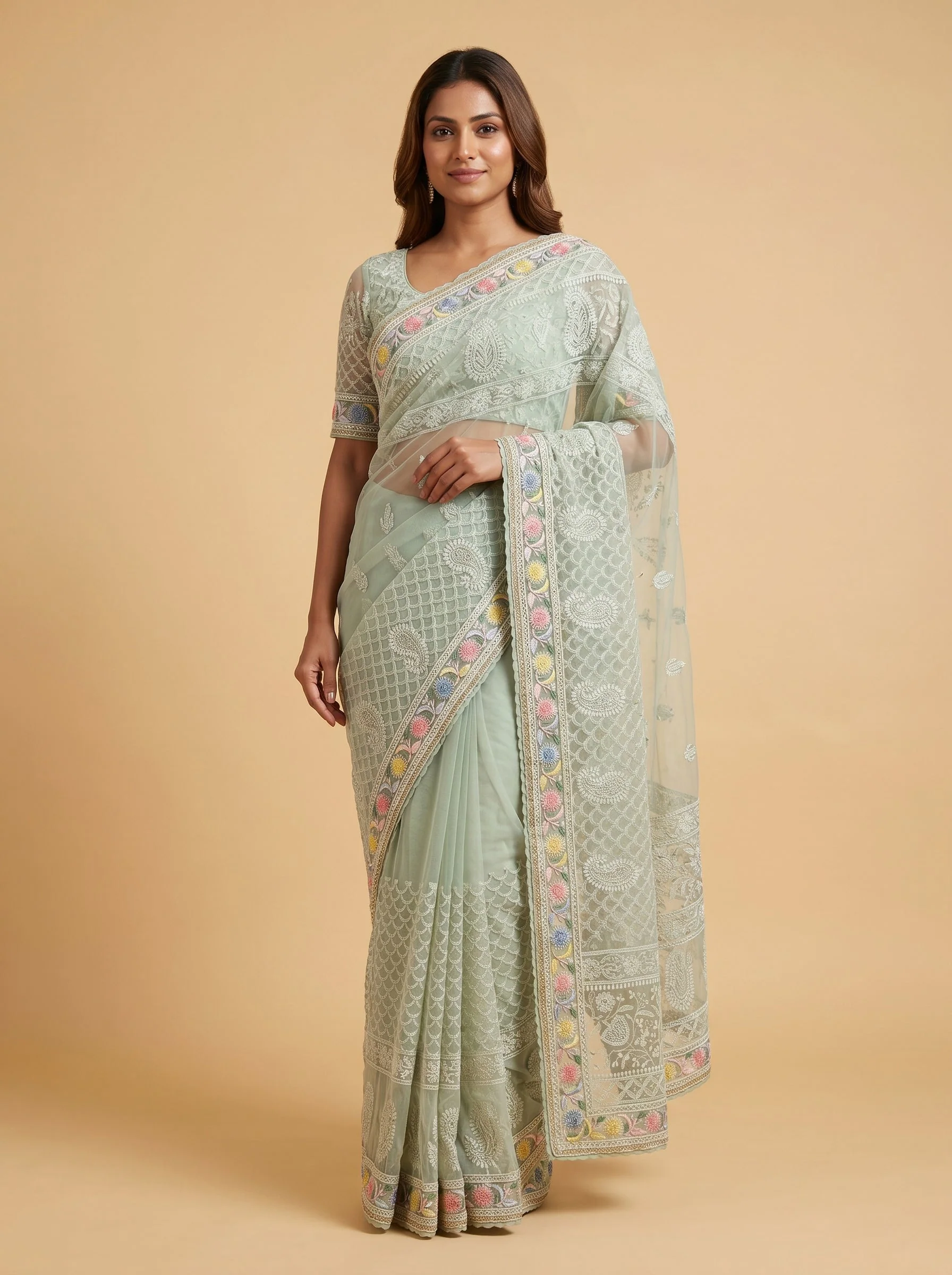 Grey Aura Embroidered Saree
