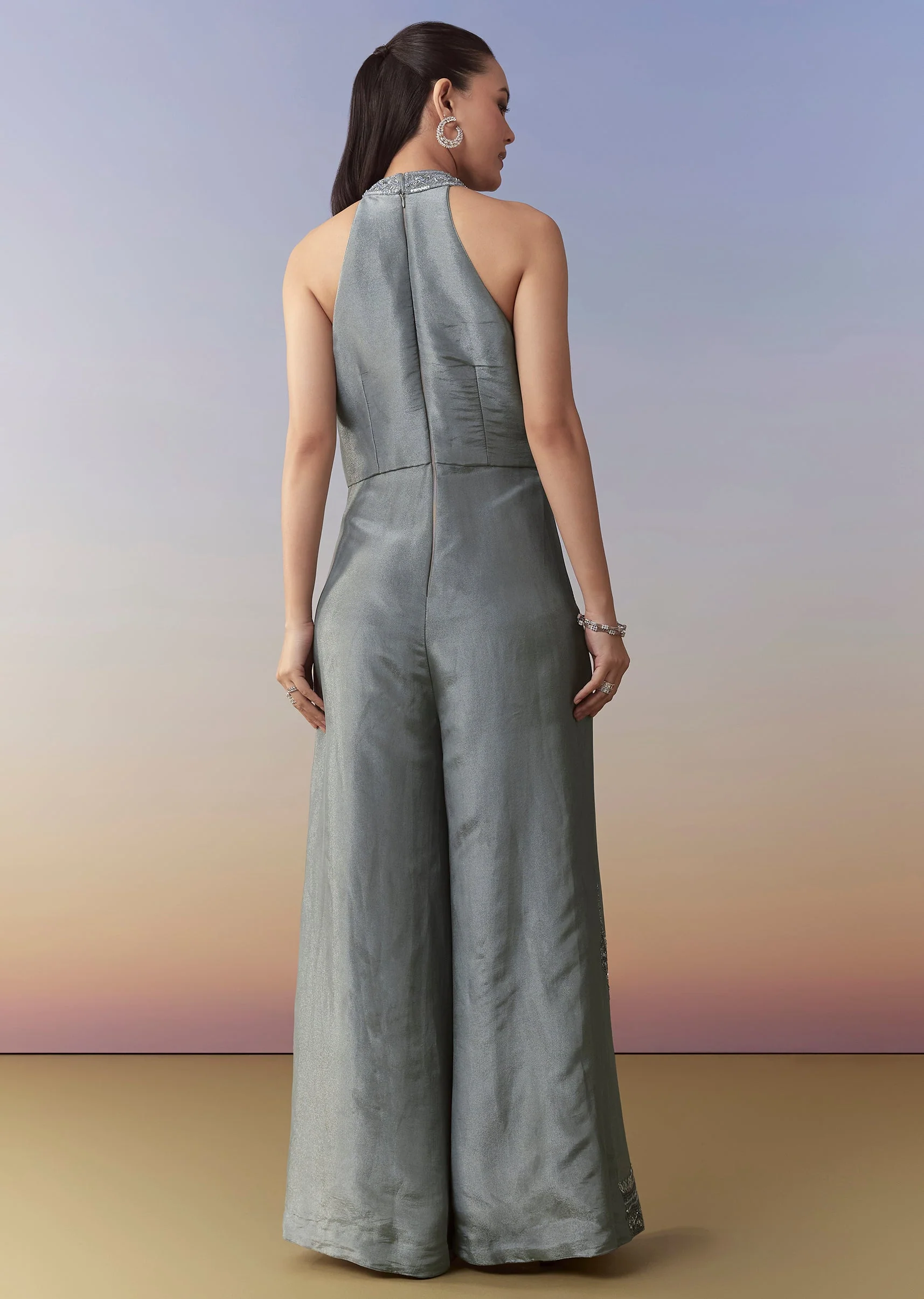 Grey Cutdana Embellished Jumpsuit - Image 5