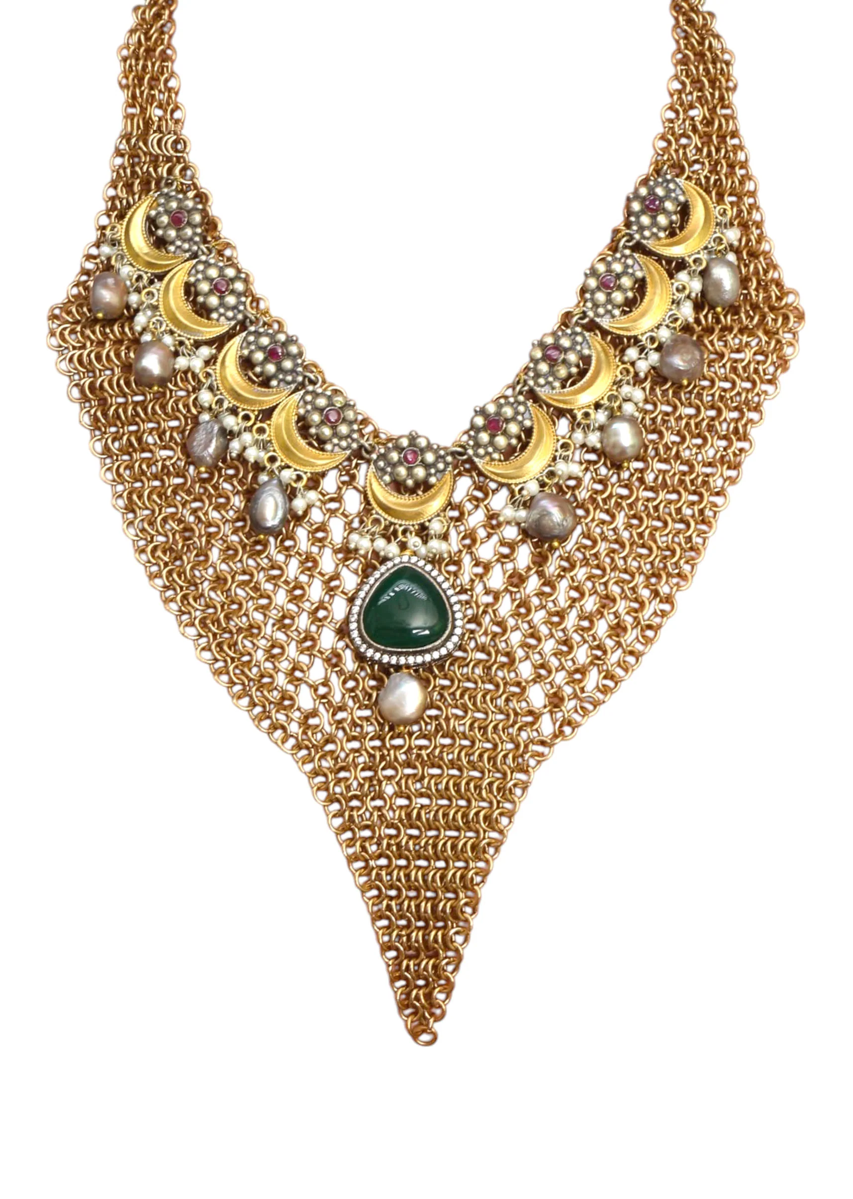 Grey Fusion Chain Tassel Statement Necklace - Image 2