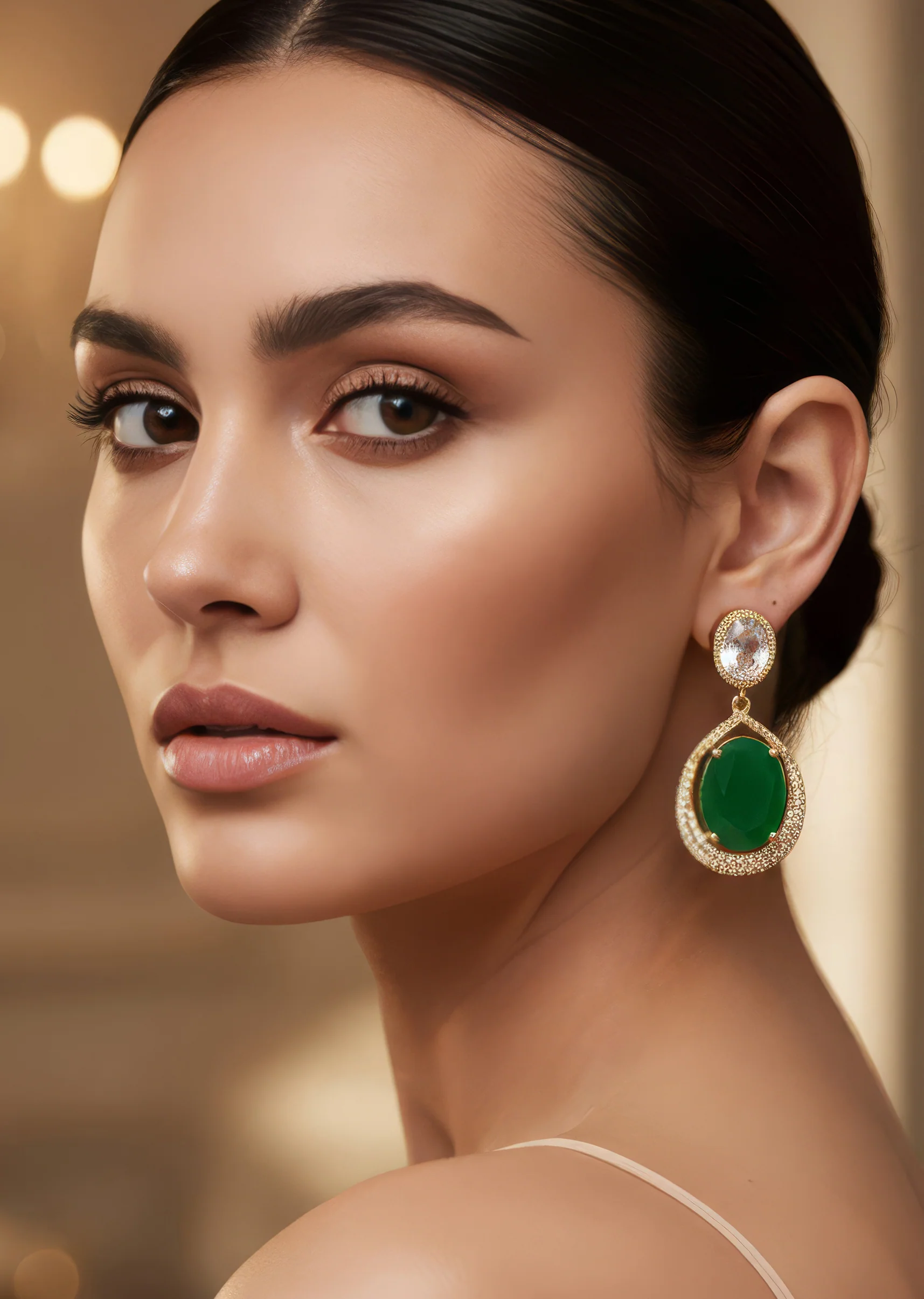 Grey Gold Polki Earrings With Timeless Detail