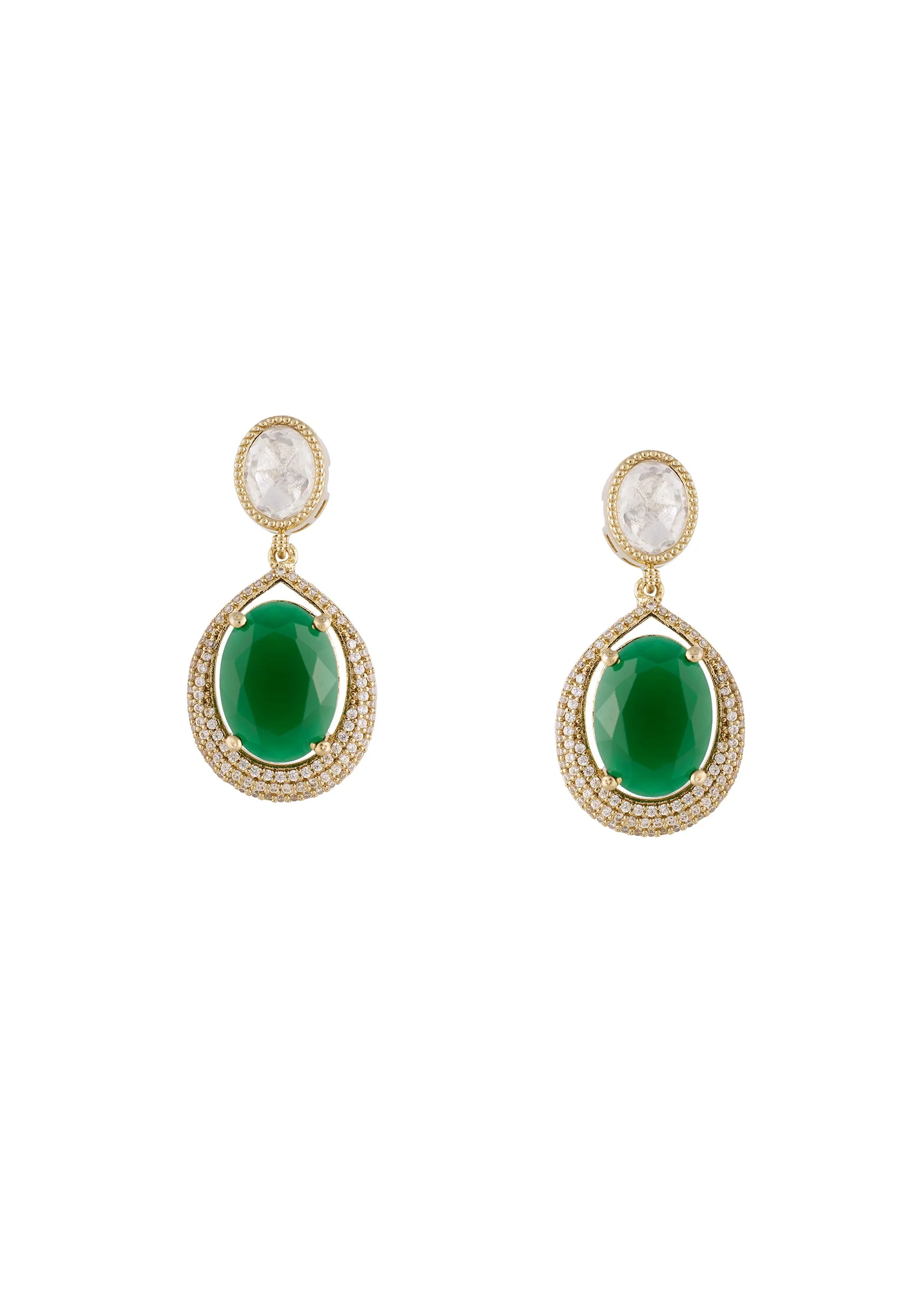 Grey Gold Polki Earrings With Timeless Detail - Image 2