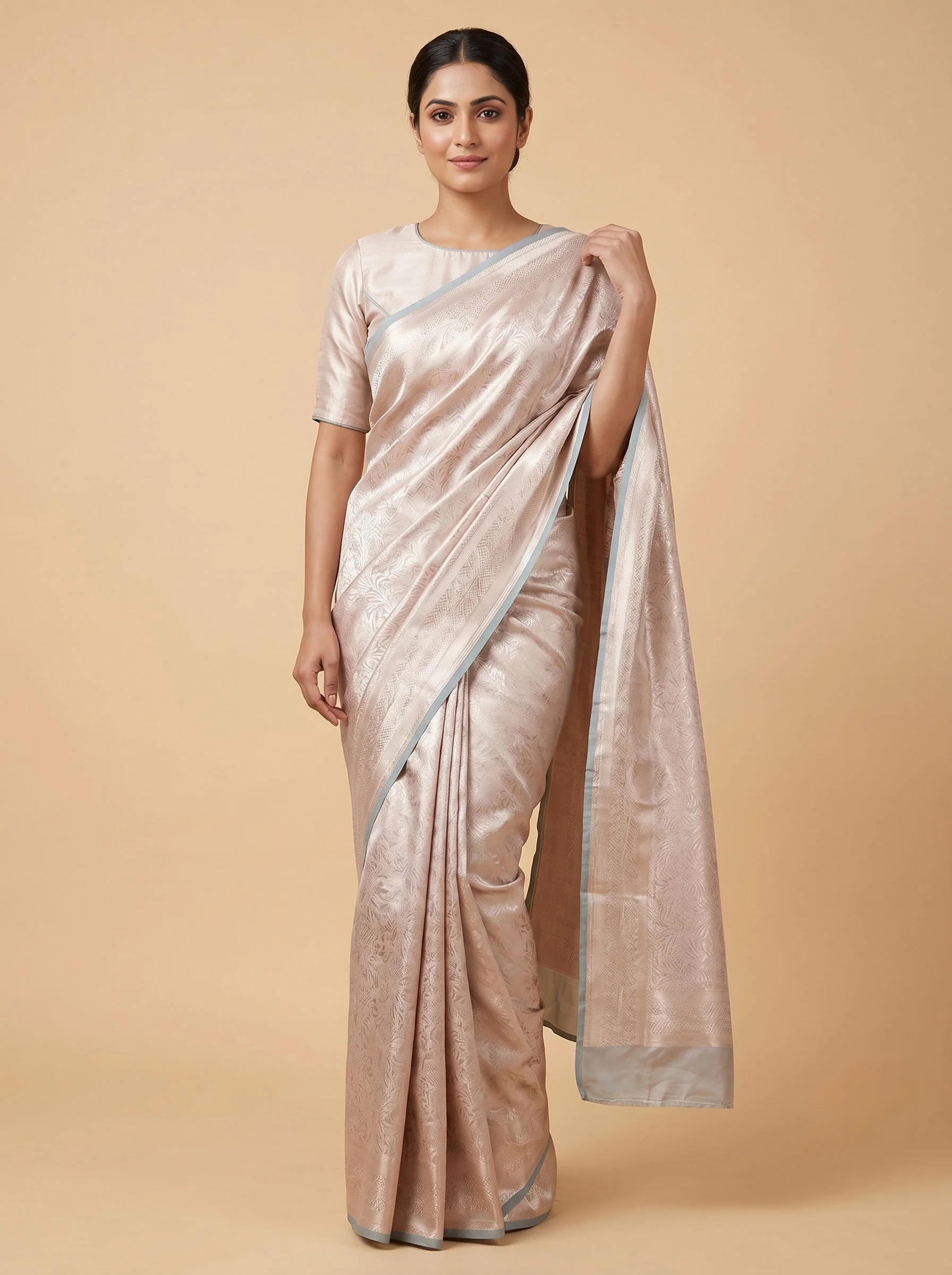 Grey Handloom Saree with Subtle Grain