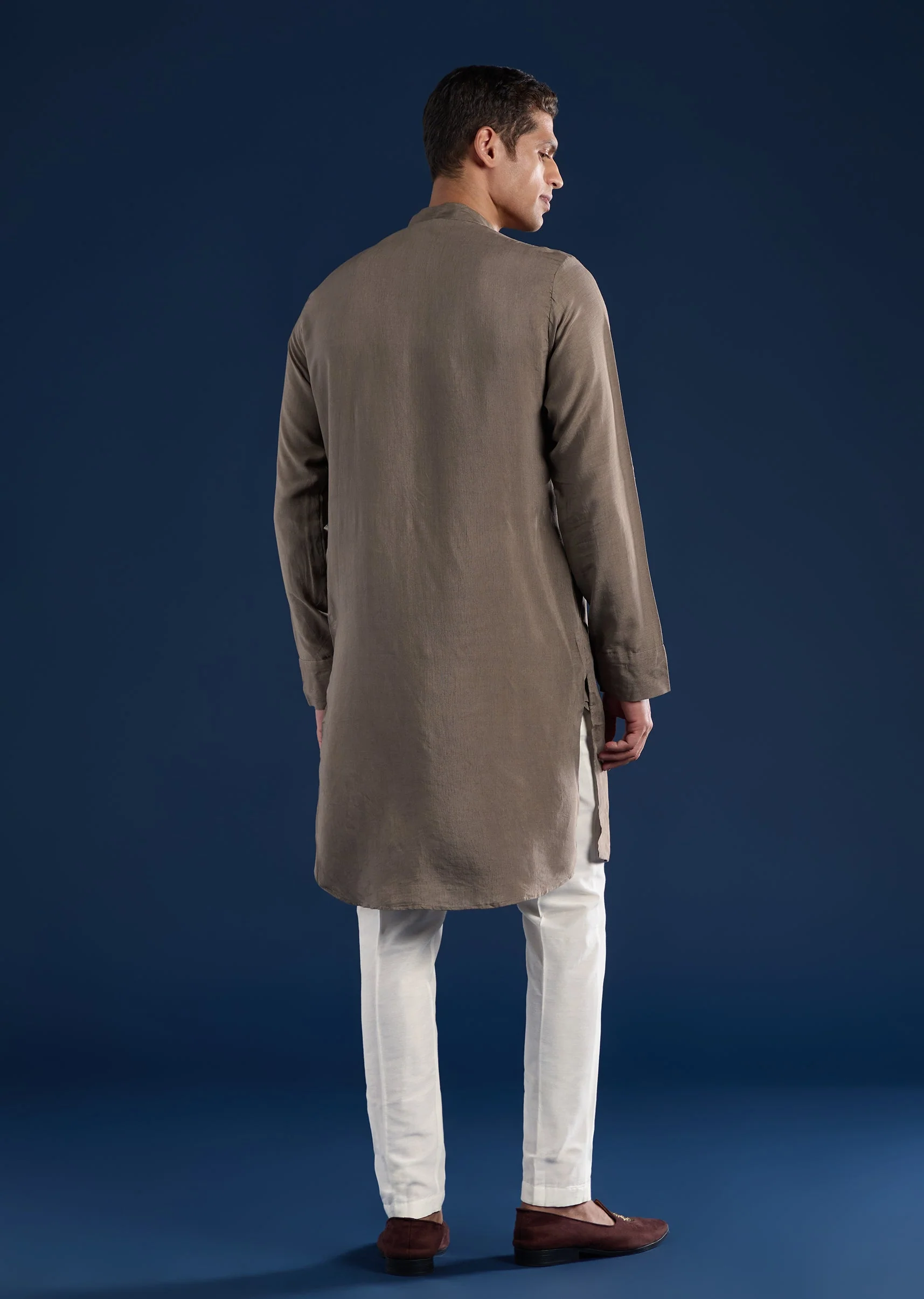 Grey Handpainted Kalamkari Kurta Set - Image 5