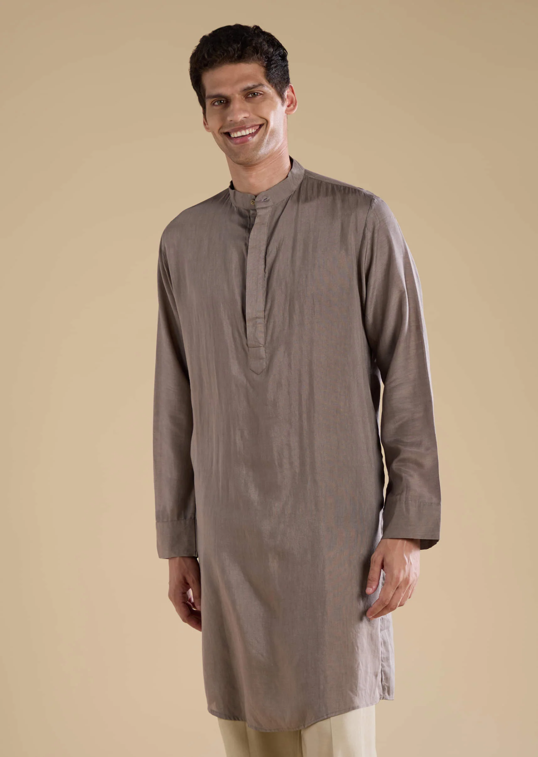 Grey Kalamkari Mens Jacket Kurta and Pant Set - Image 6
