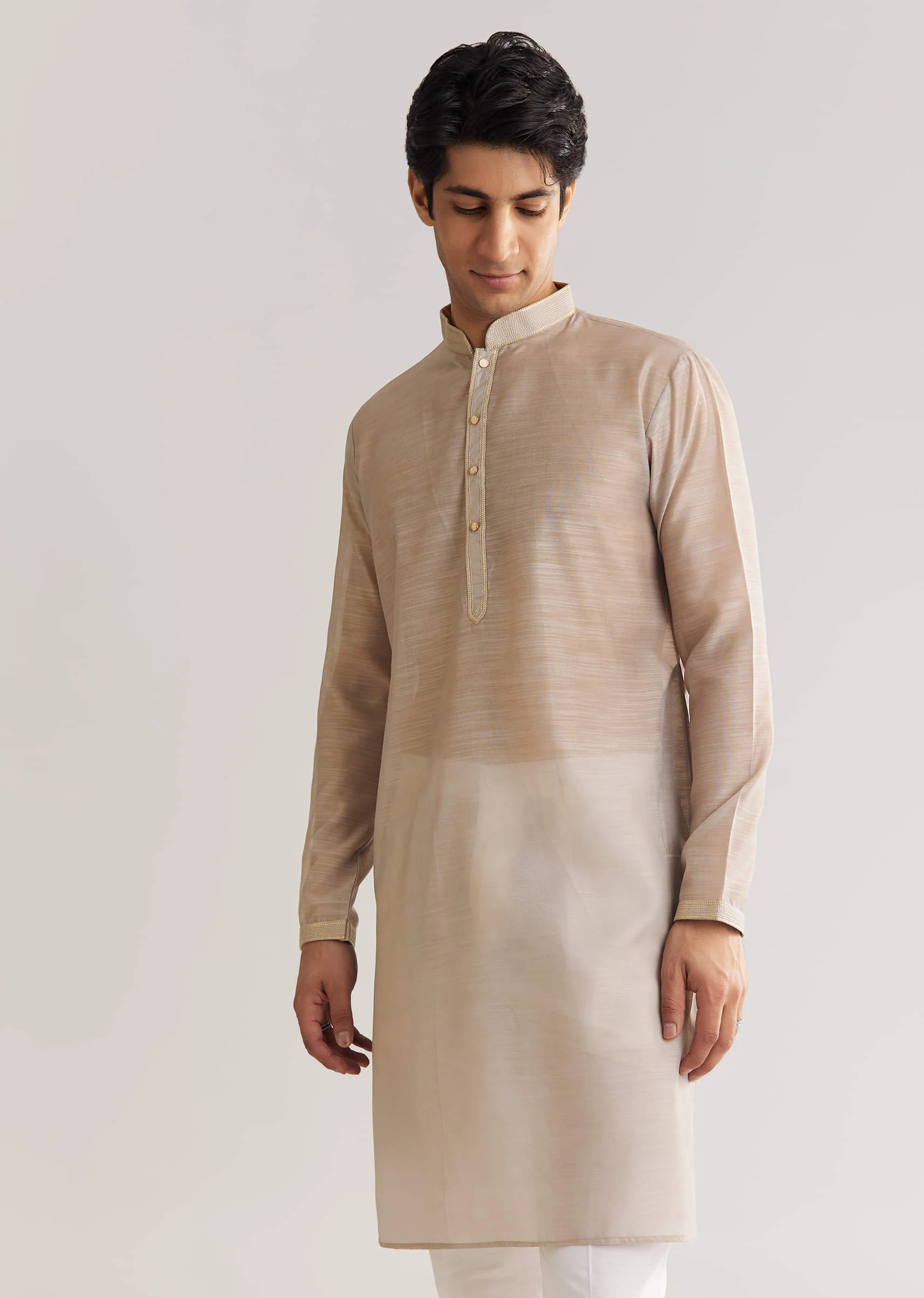 Grey Kurta Set With Floral Printed Jacket - Image 6