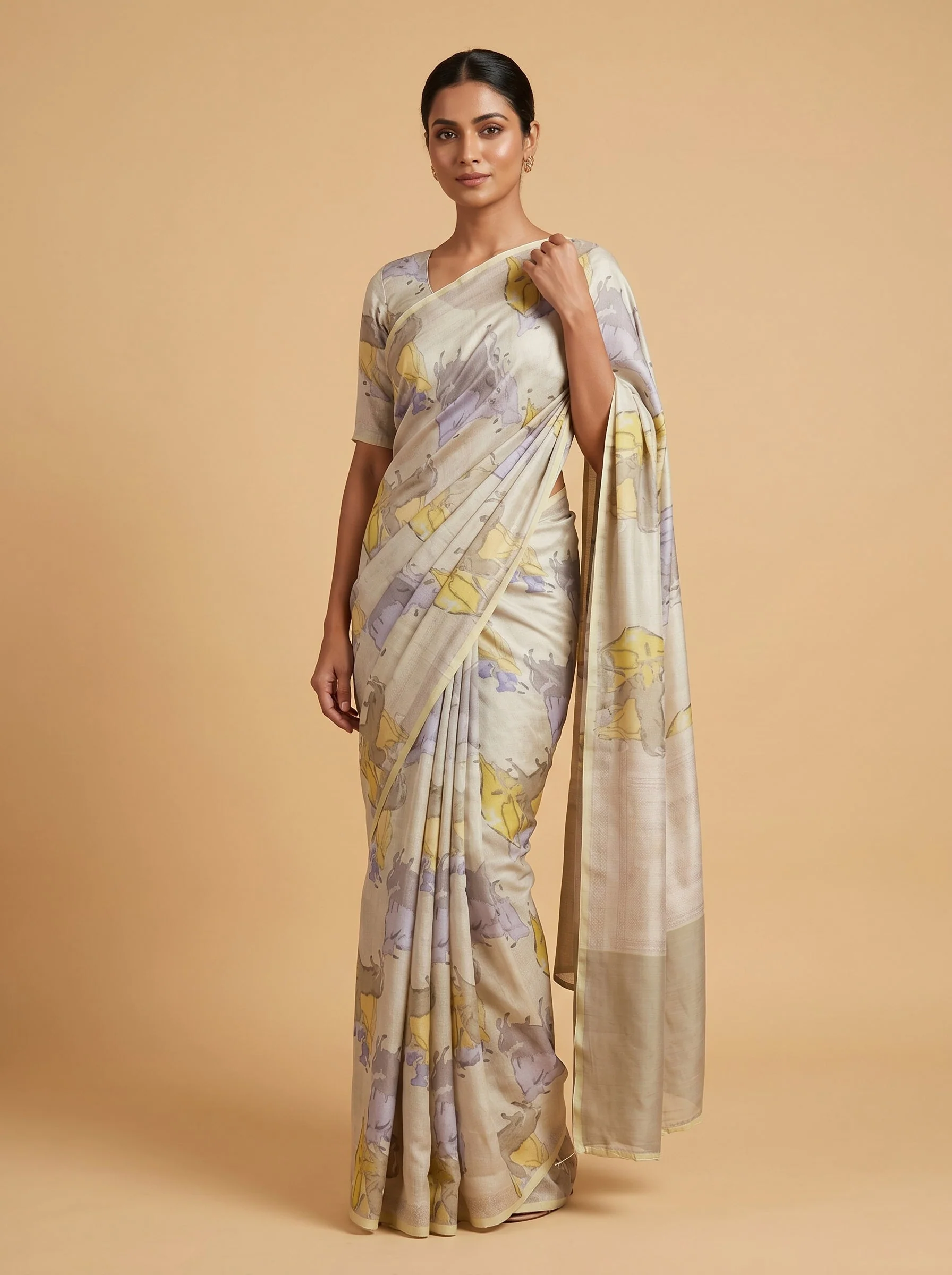 Grey Low key Handloom Saree
