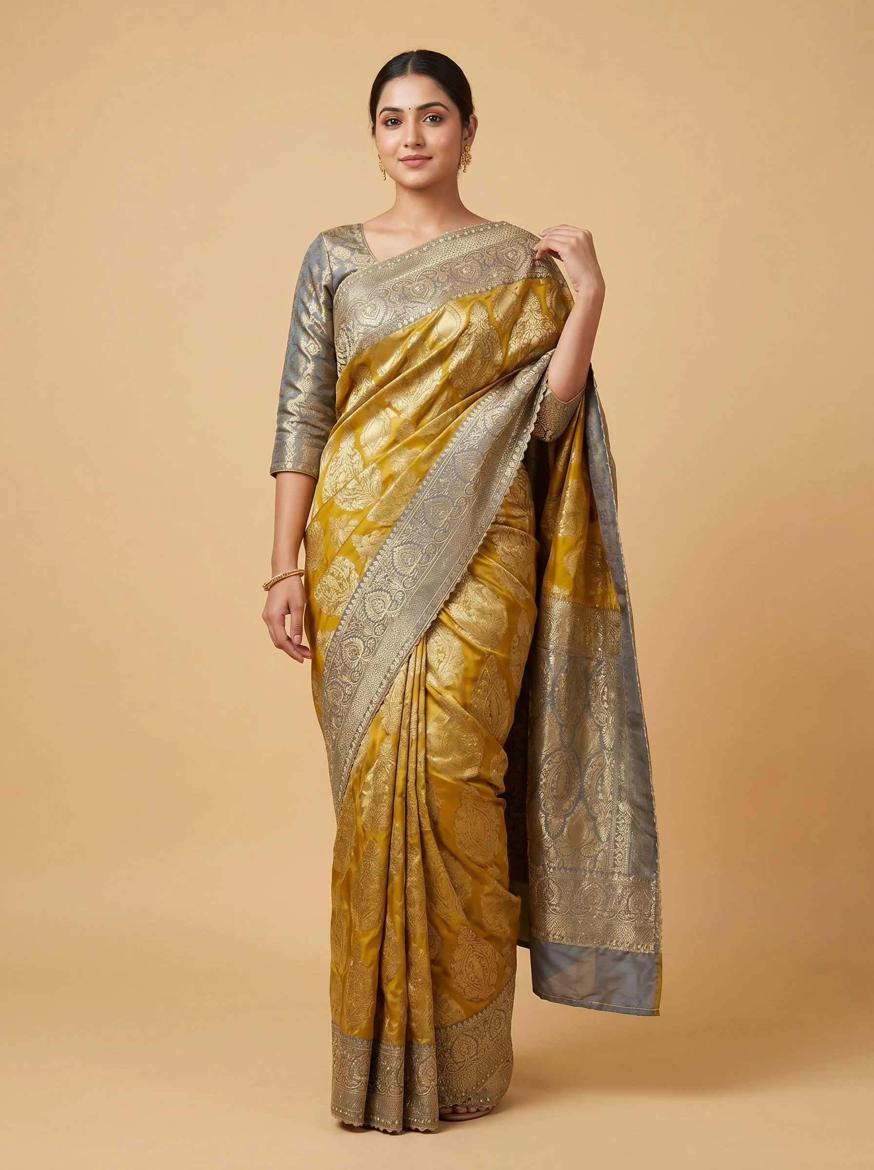 Grey Mist Embroidered Saree