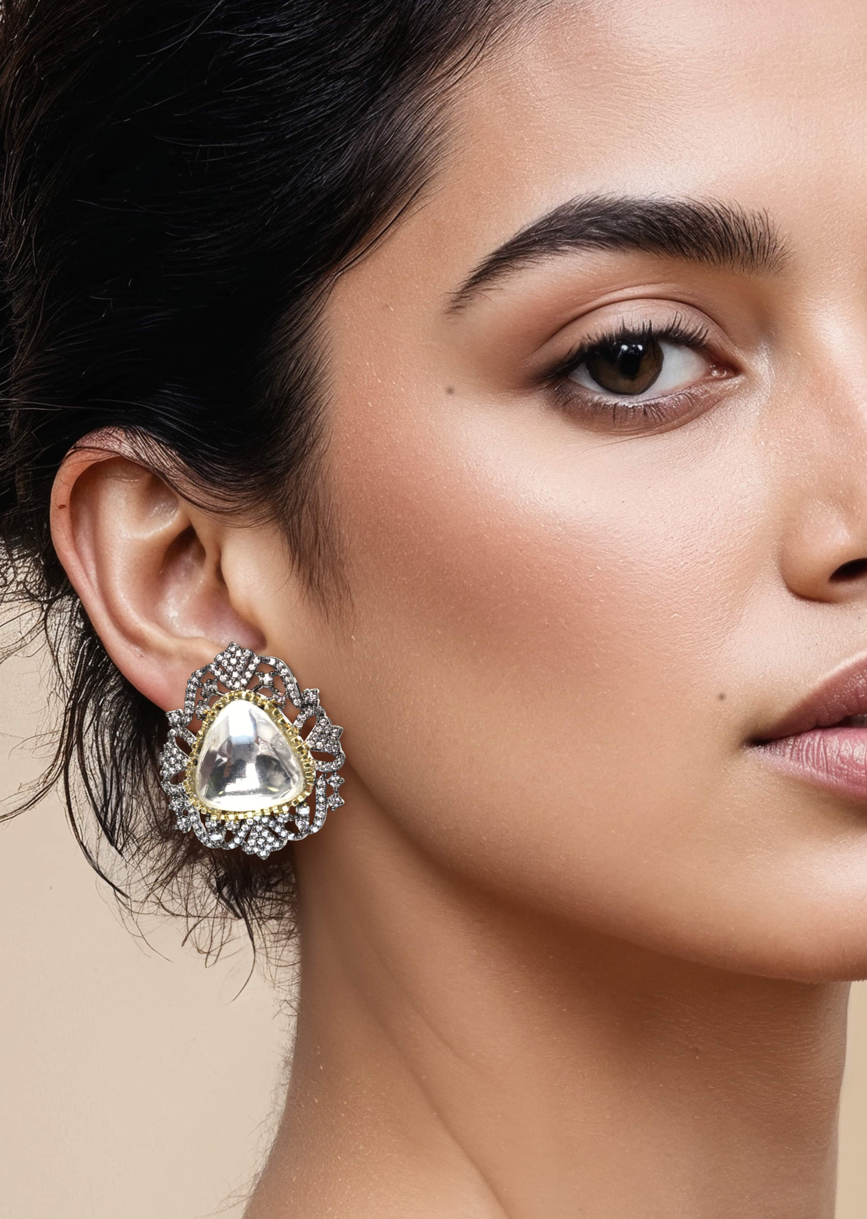 Grey Modern Polki Earrings - Image 2