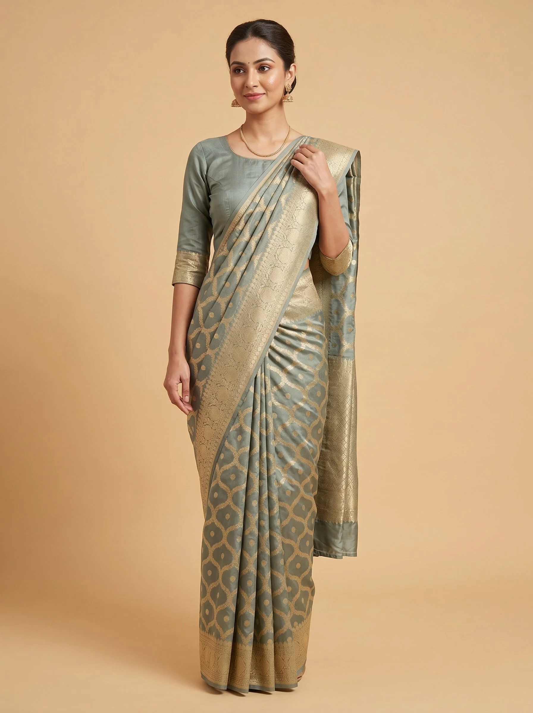 Grey Modern Tone Handloom Saree