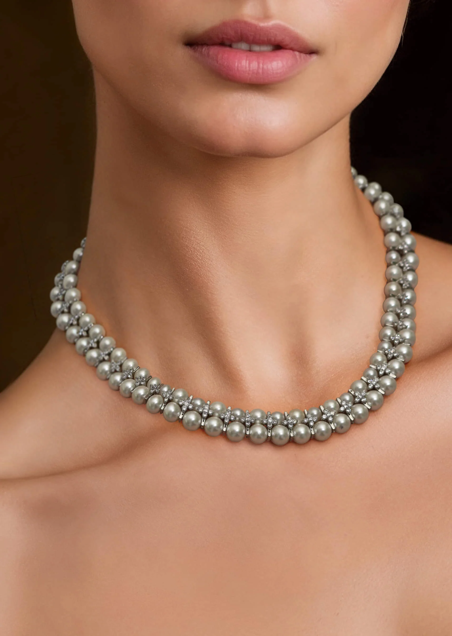 Grey Pearl Layered Necklace