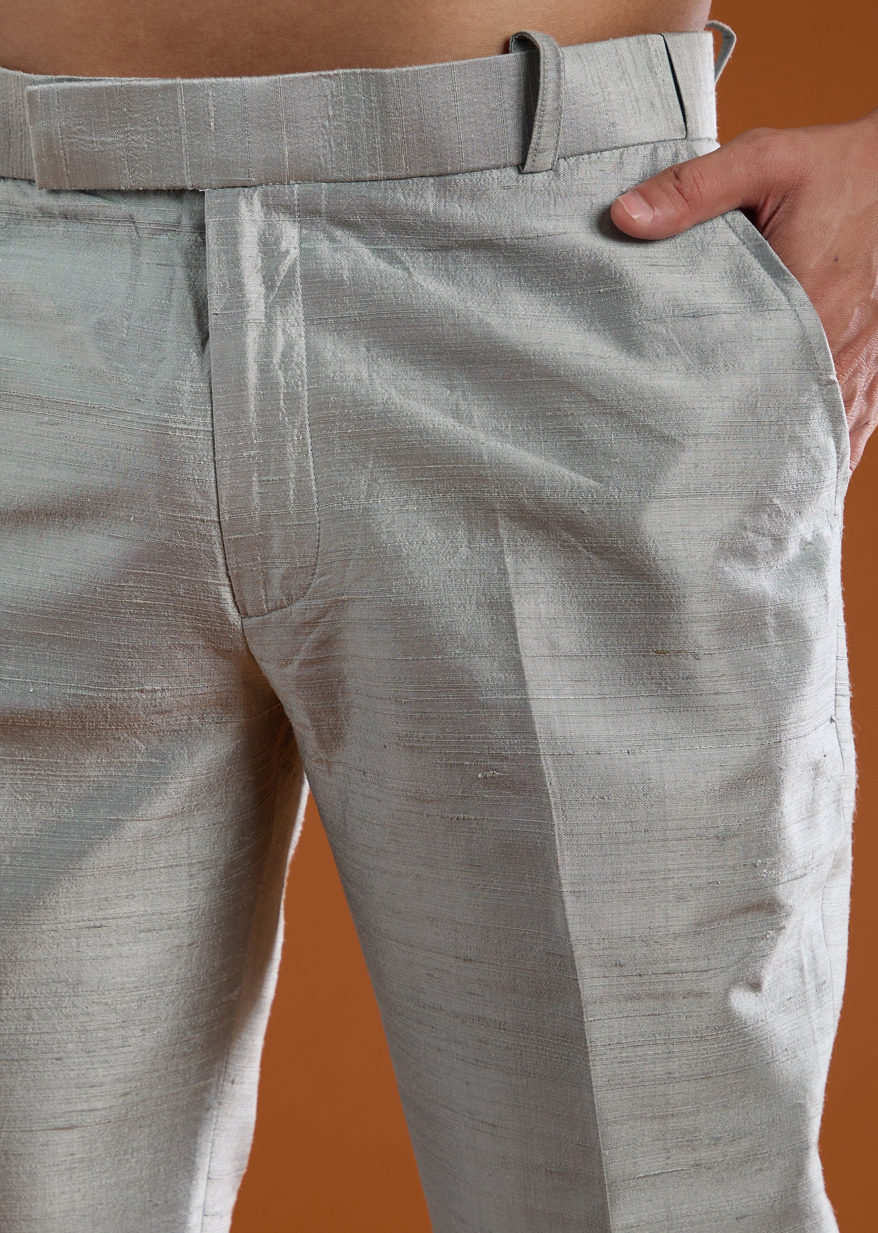 Grey Silk Jodhpuri Pant Set with Cutdana Work - Image 6