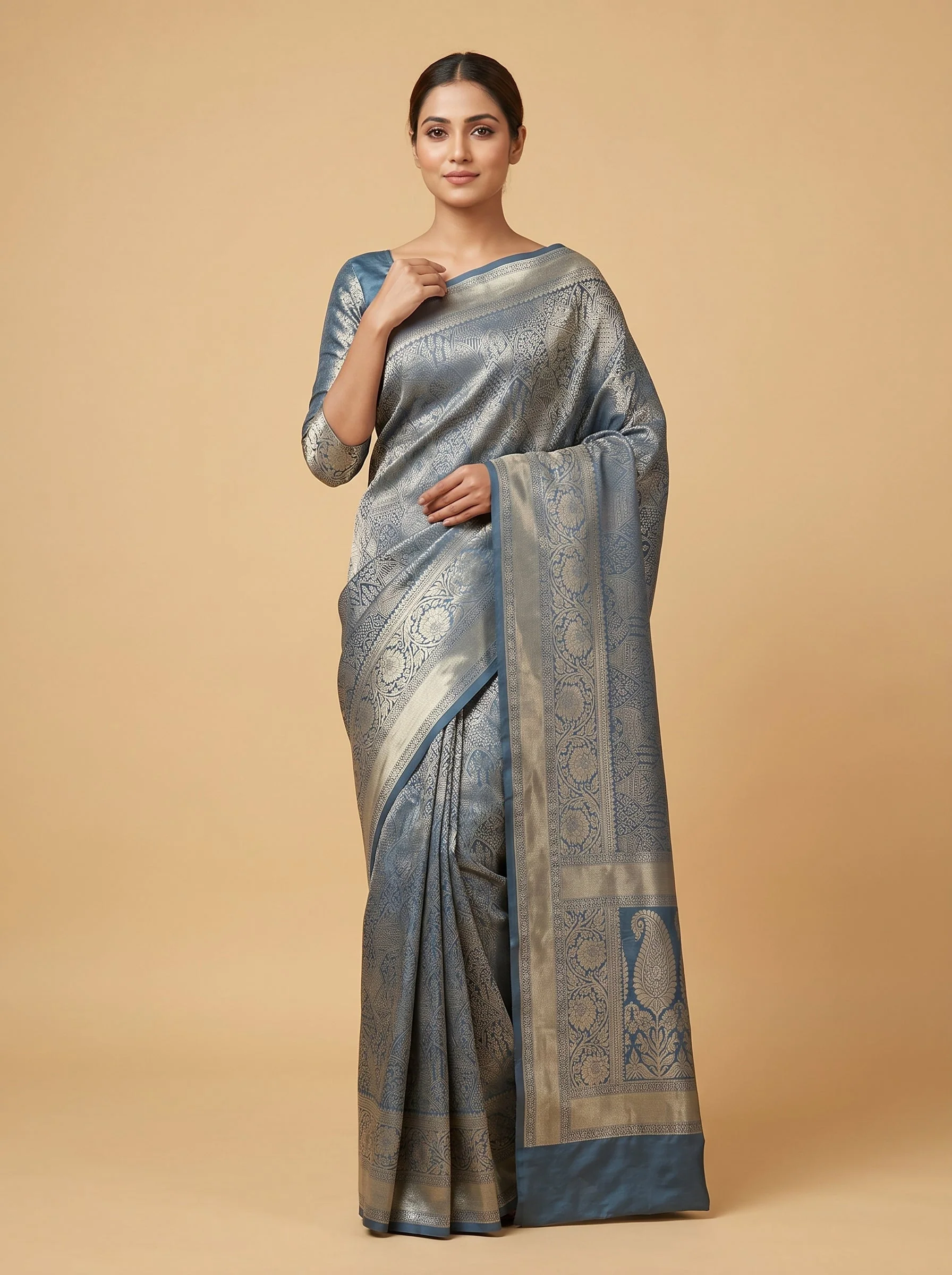 Grey Soft Finish Handloom Saree