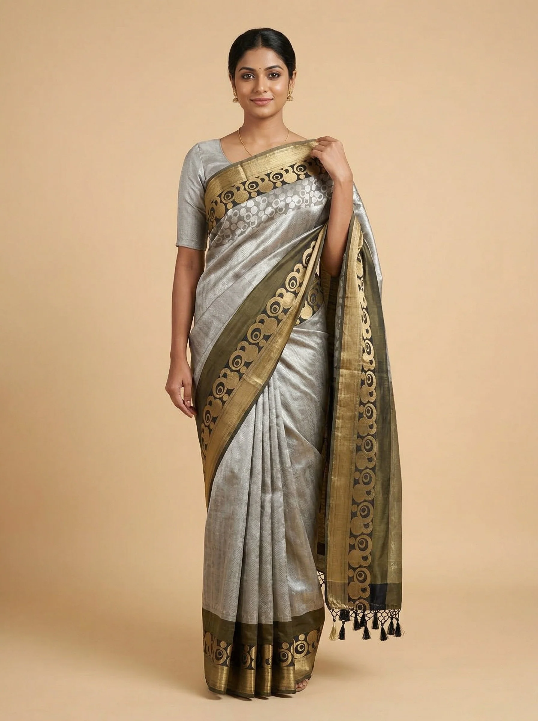 Grey Tender Handloom Saree