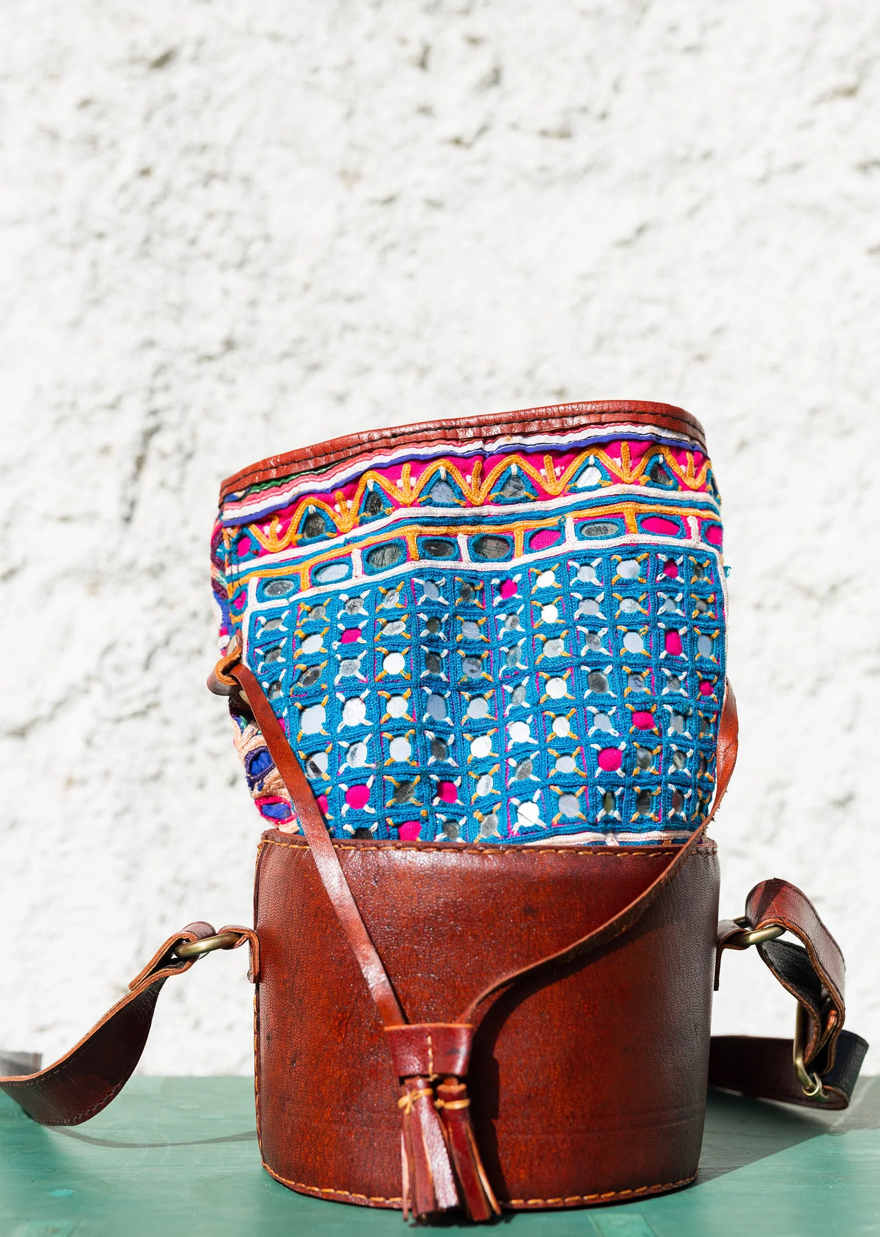 Handcrafted Hand-Embroidered Leather Bag - Image 5